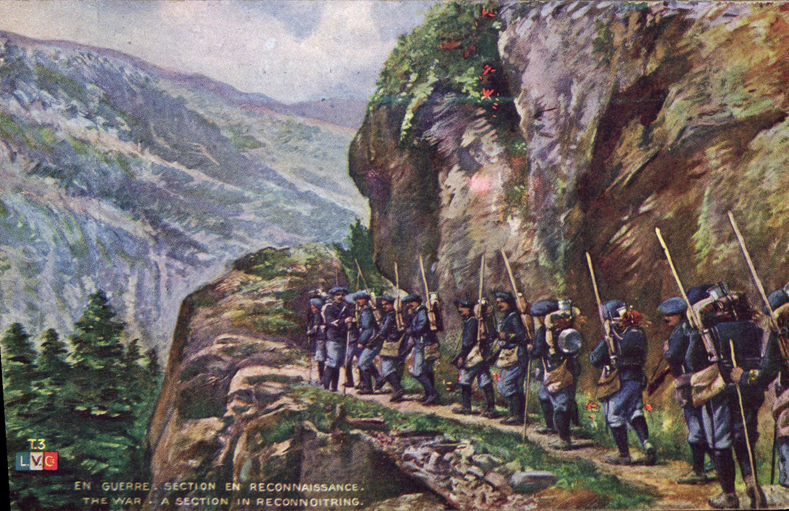 CPA Militaria Section en reconnaissance Chasseurs Alpins