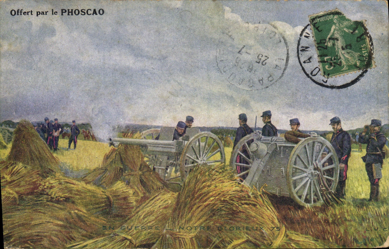 Vintage Postcard Militaria Our glorious 75 Phoscao