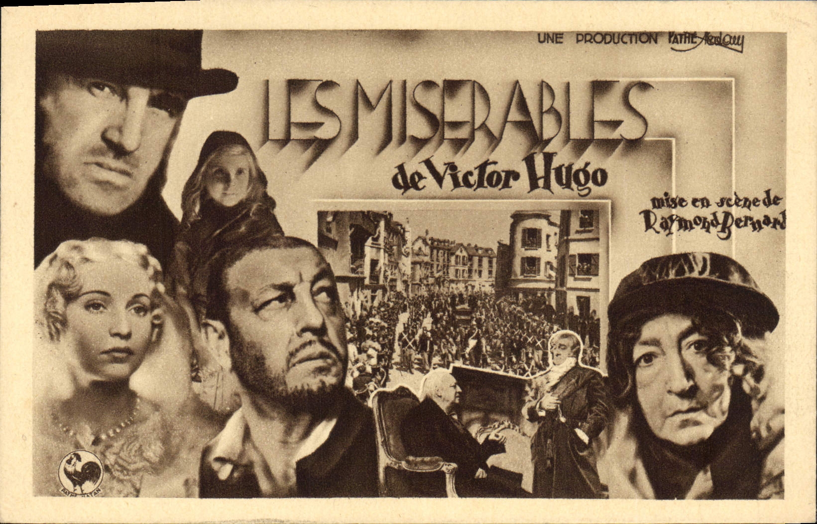 Postal Cine el Miserable Victor Hugo Raymond Bernan