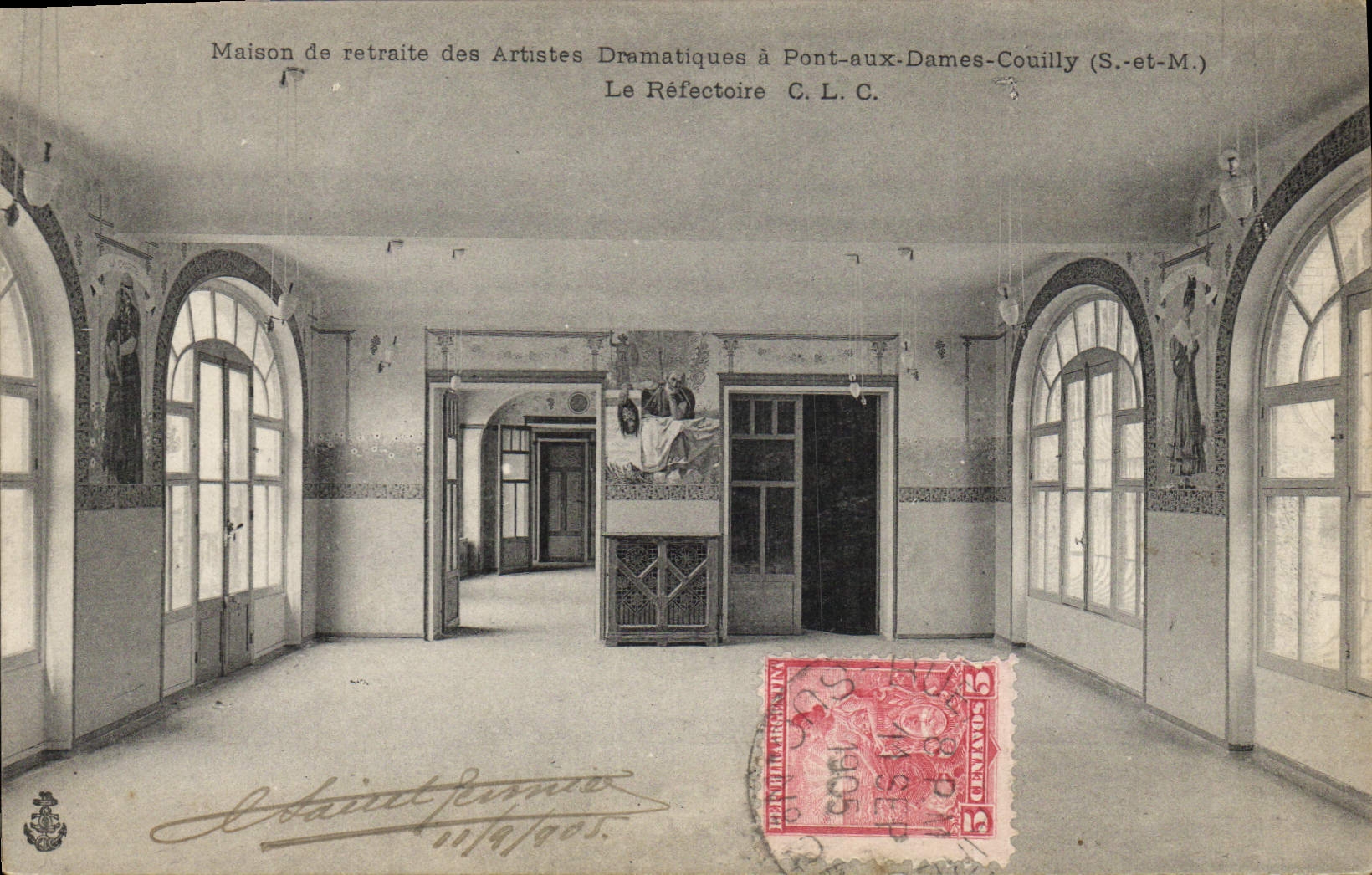 Postal Cine Casa de jubilación de los Actores dramáticos tiene Puente a las Damas Couilly el refectorio