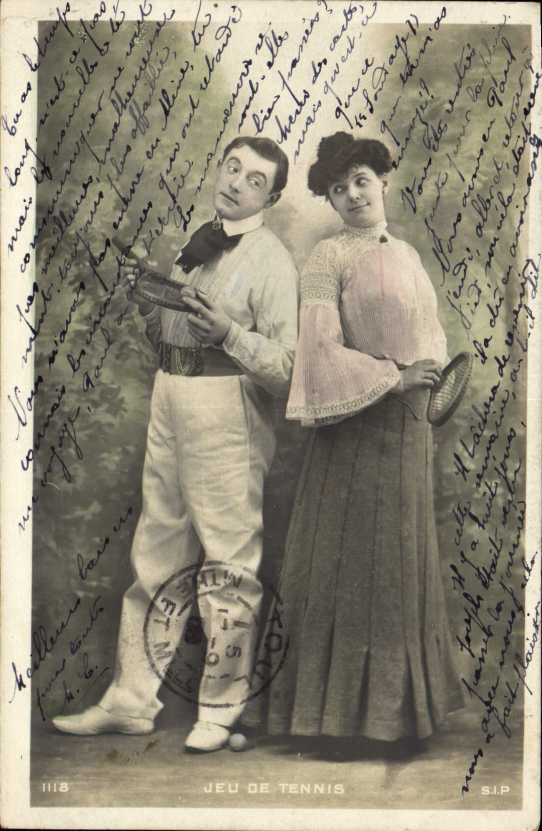 CPA Femme Jeu de Tennis 