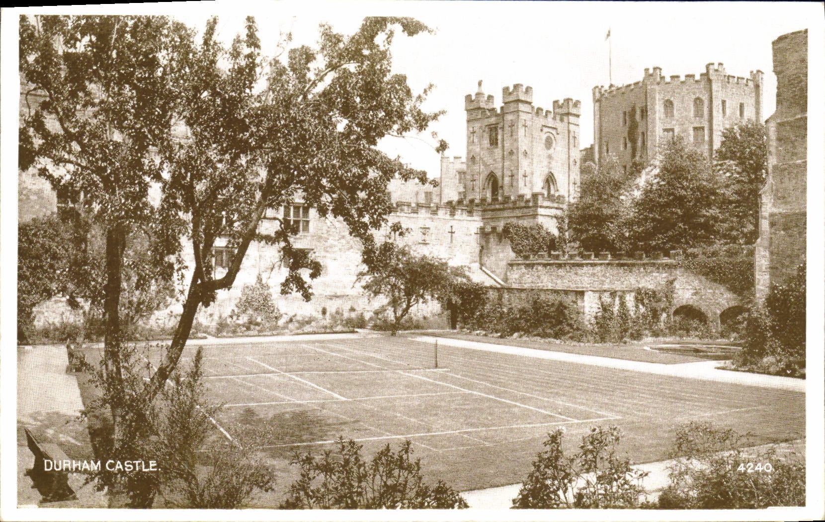 Vintage Postcard Tennis Durham Castle