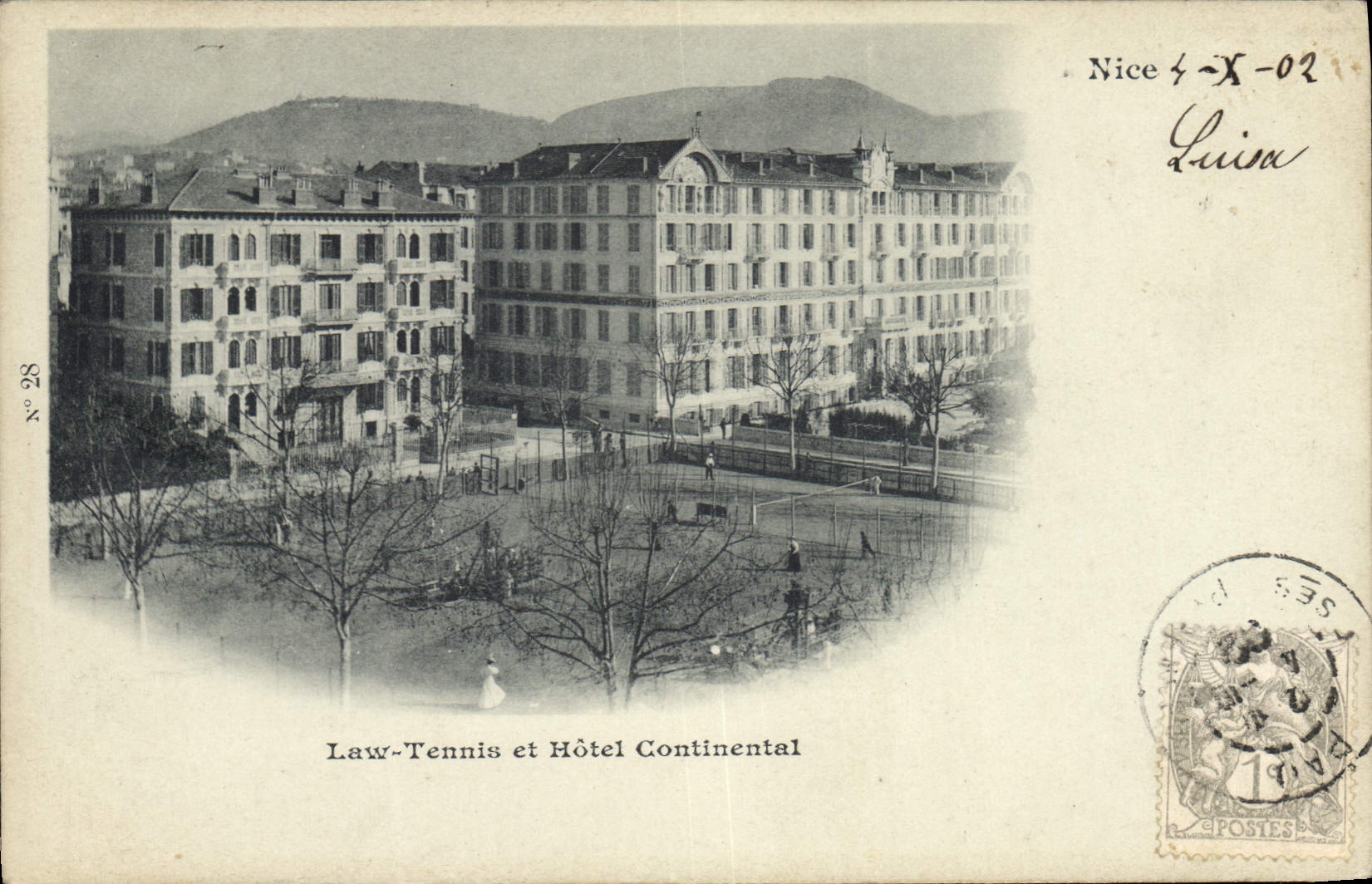 Vintage Postcard Nice Lawn Tennis and Hotel Continental