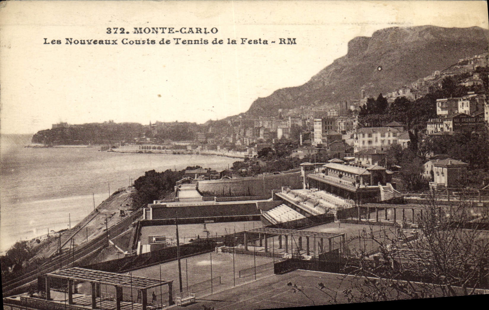 Vintage Postcard Monte Carlo new courts of Tennis of Festa