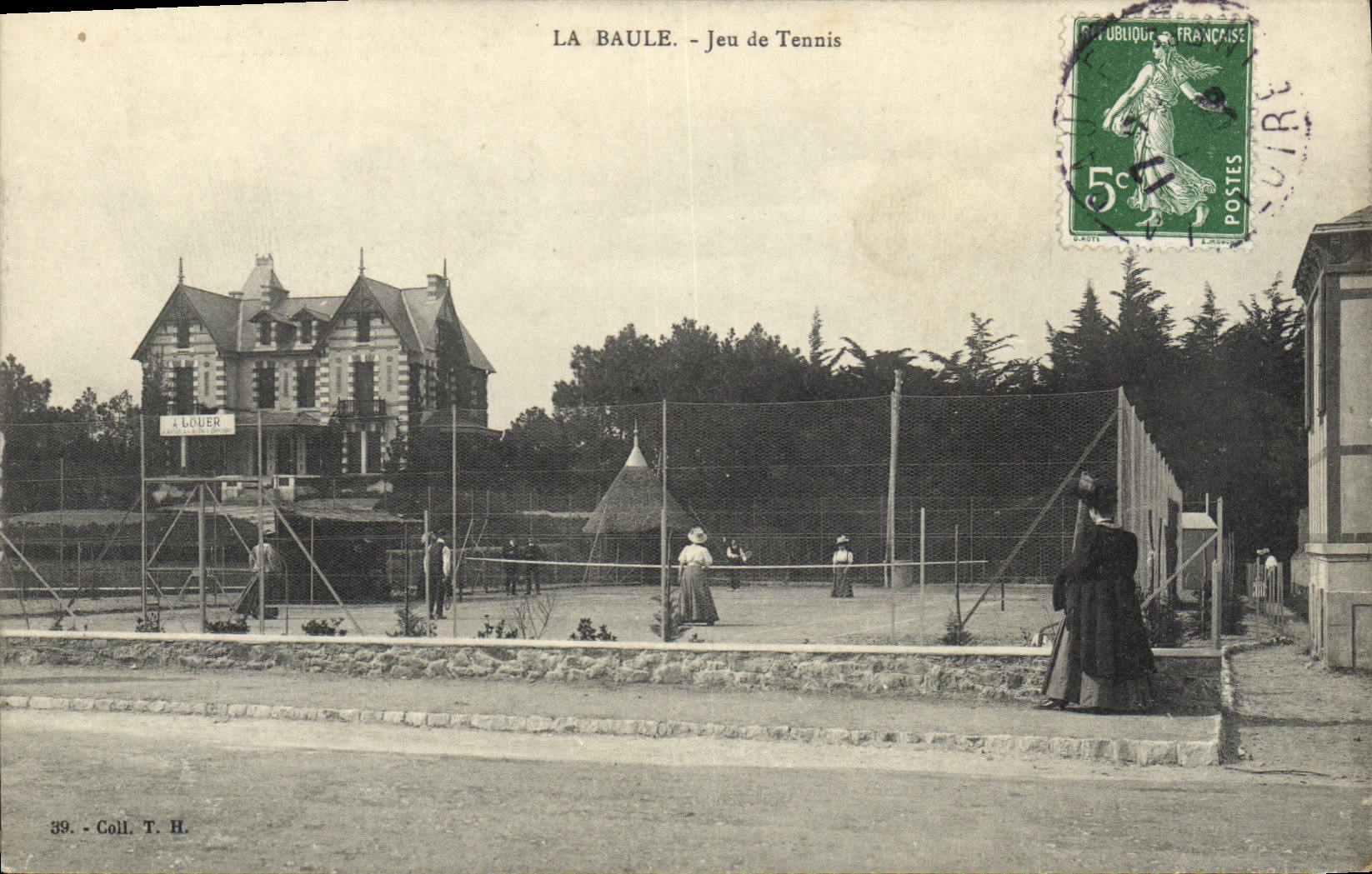 Vintage Postcard La Baule Play of Tennis