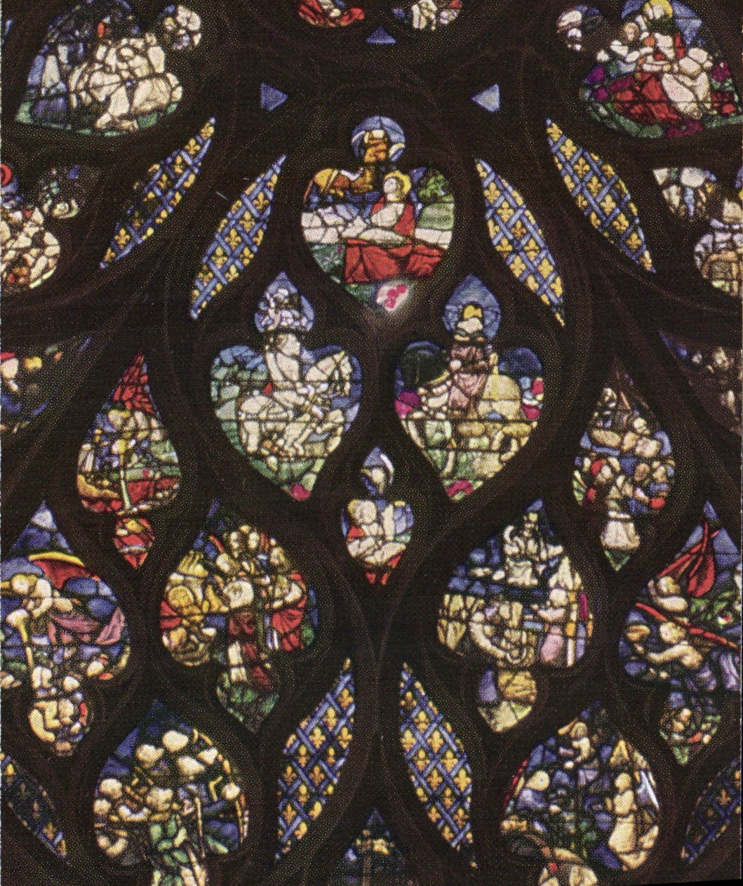 CPA Puzzle Cathedrale Vitraux