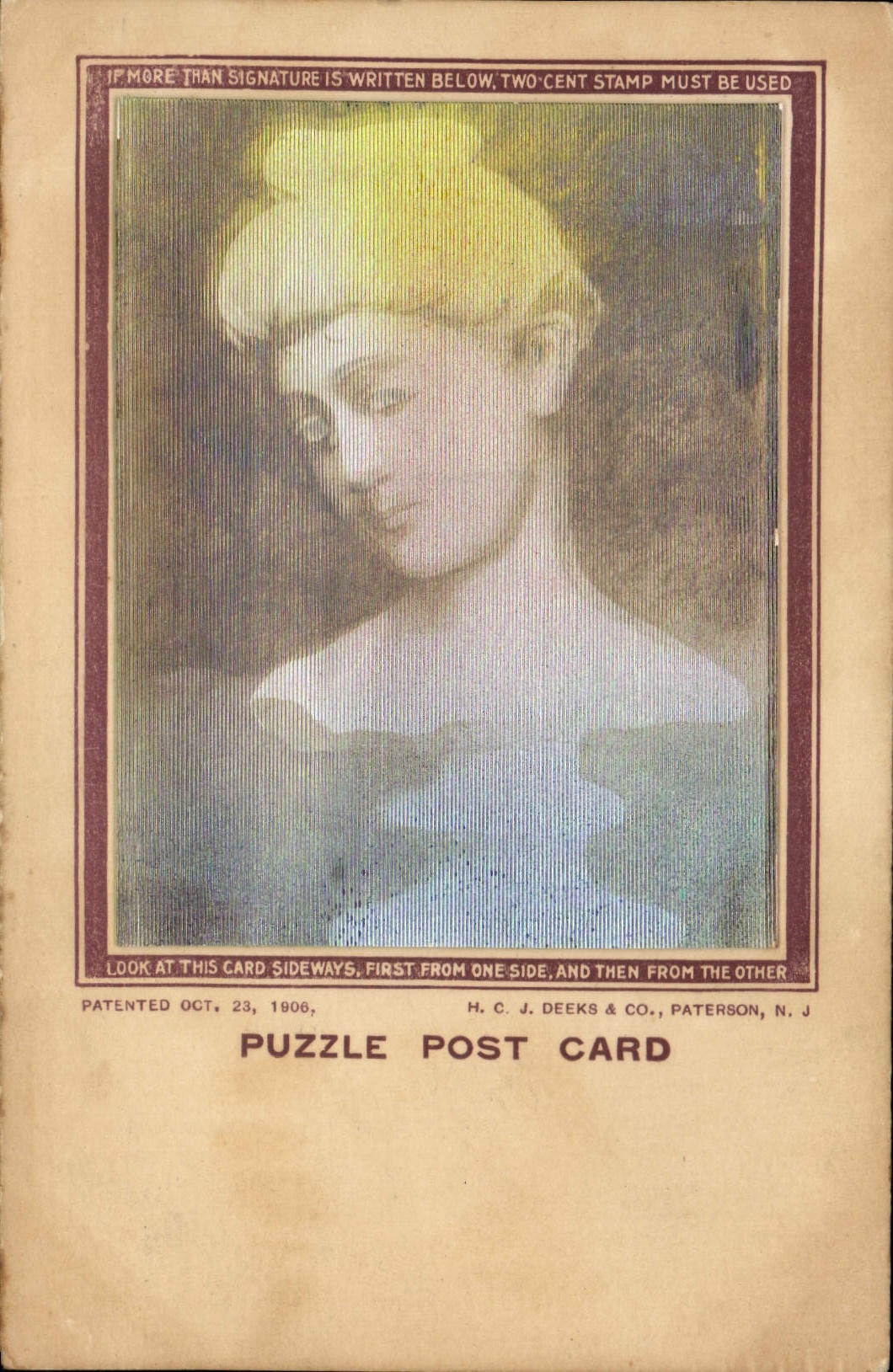 Vintage Postcard Puzzle Post Card Femme Rules Portrait (seen different recto back) SIGNAL