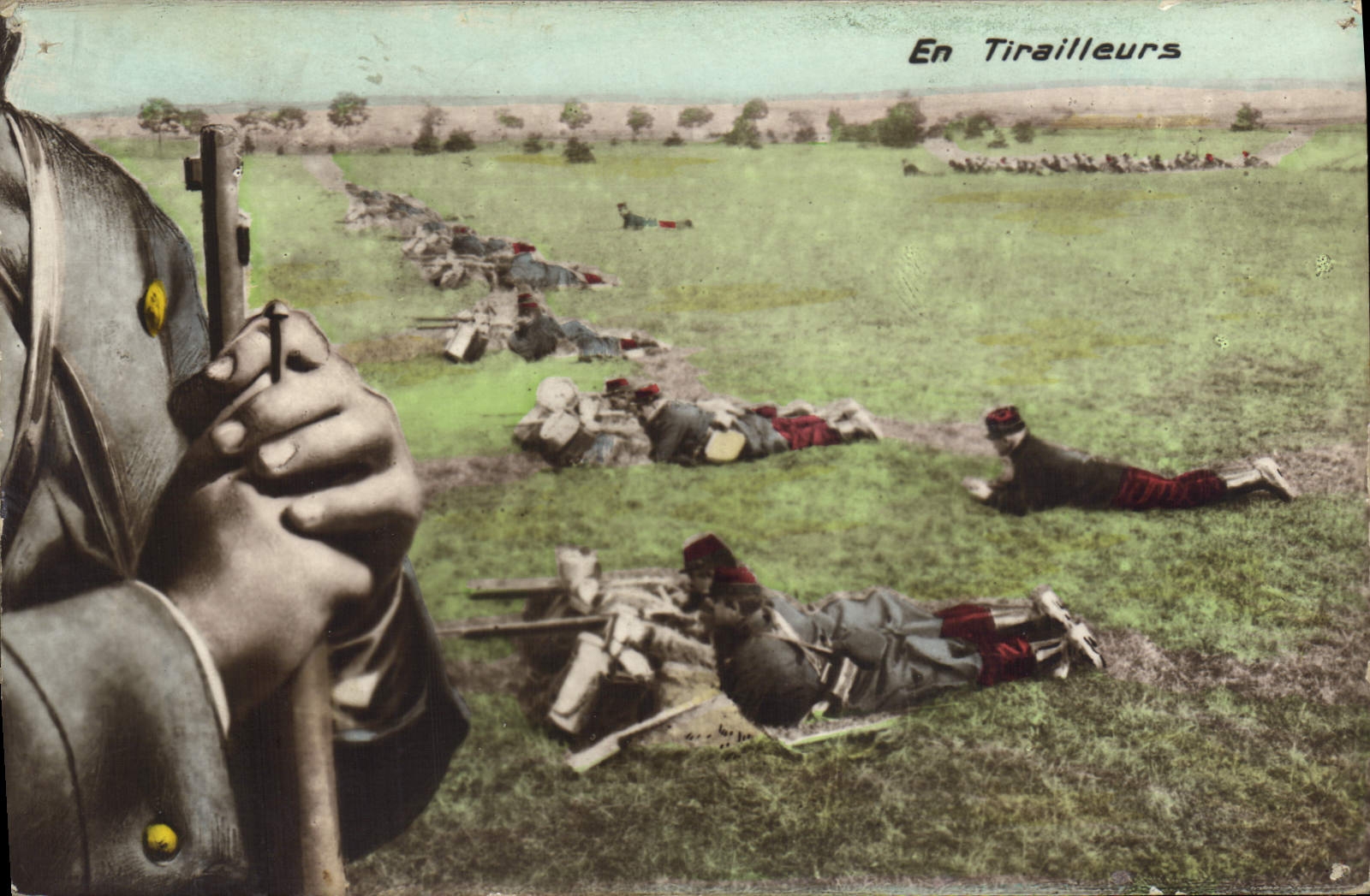 CPA Puzzle Militaria En Tirailleurs 