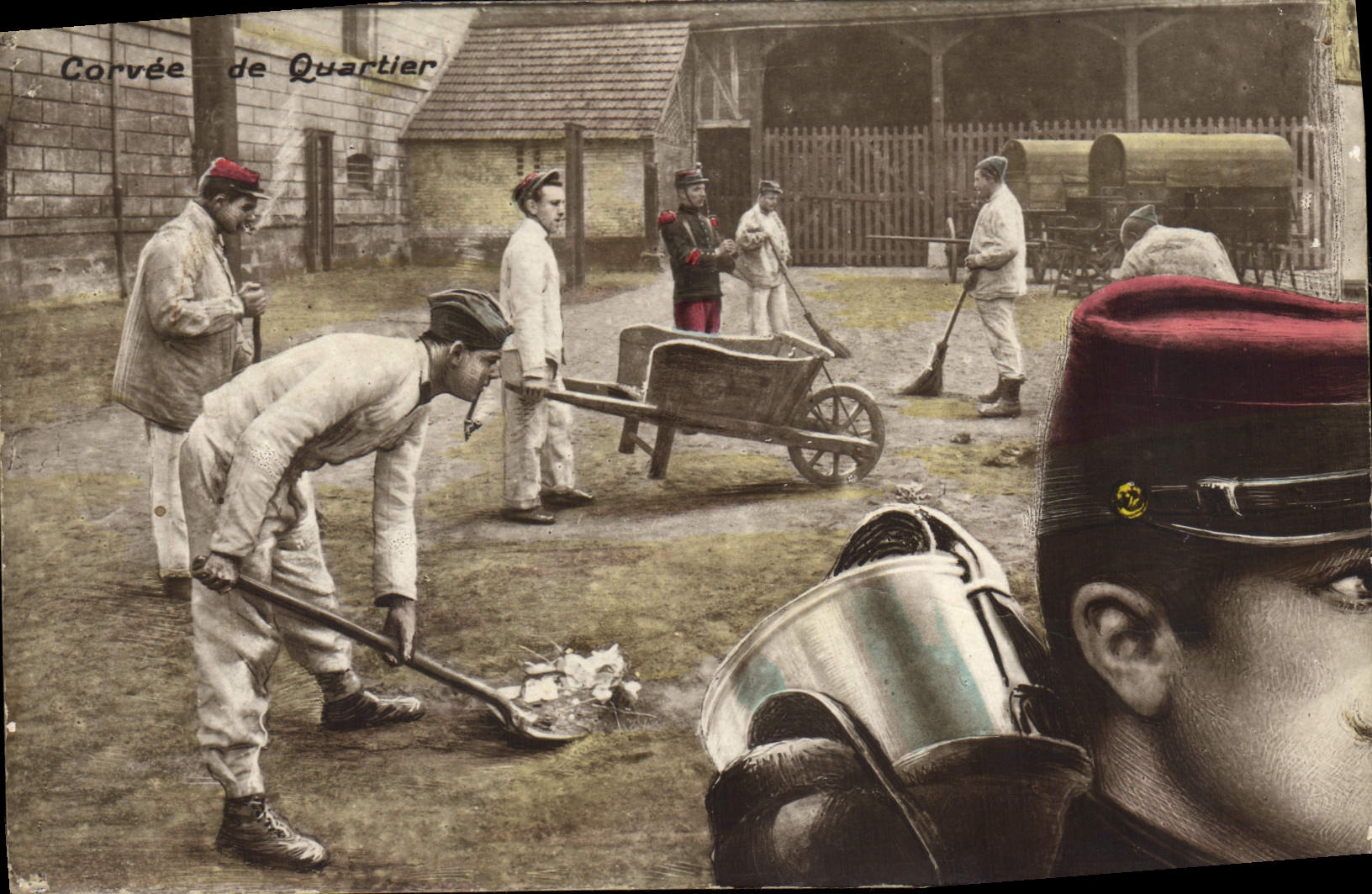 Vintage Postcard Puzzle Militaria Drudgery of District