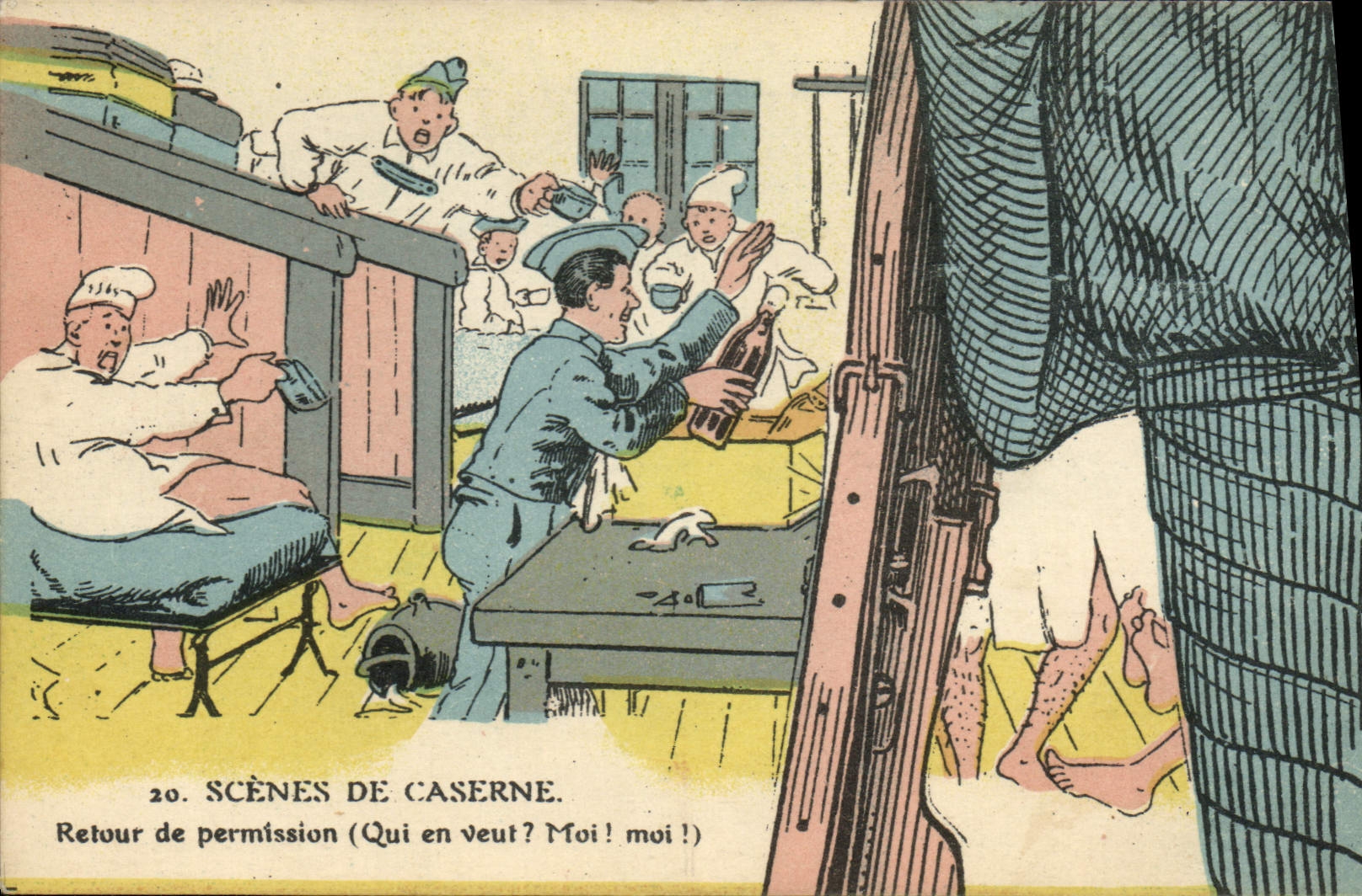 Postal Rompecabezas Militaria Vuelta de permiso Que quiere? ¡Mí! ¡Mí!