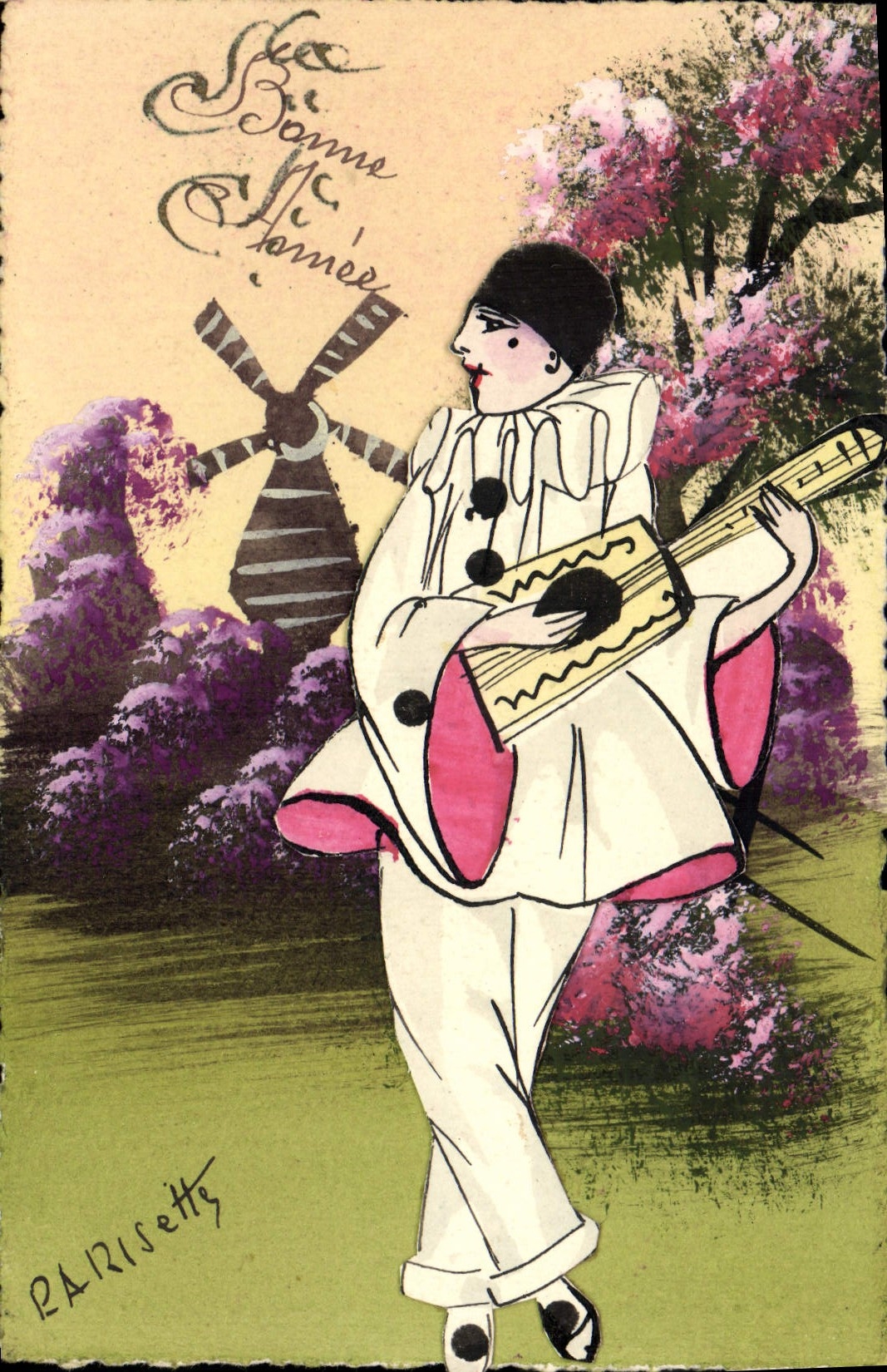 CPA Fantaisie Pierrot (décor en relief) 