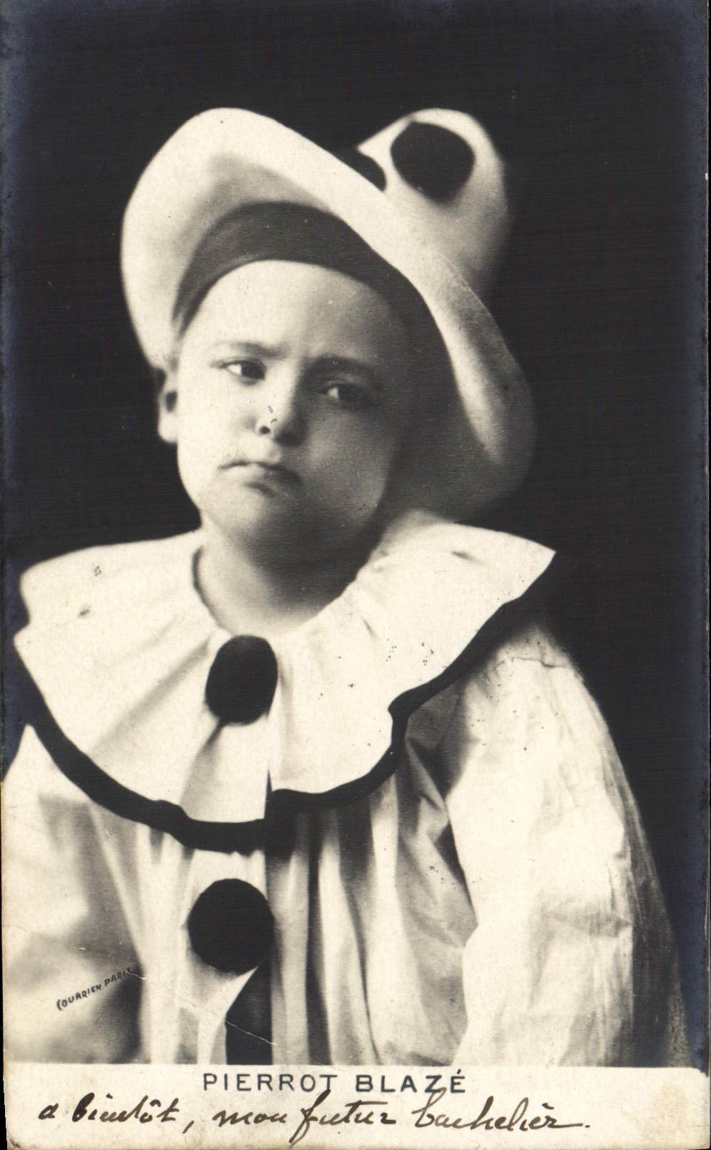 Vintage Postcard Child Blaze Pierrot