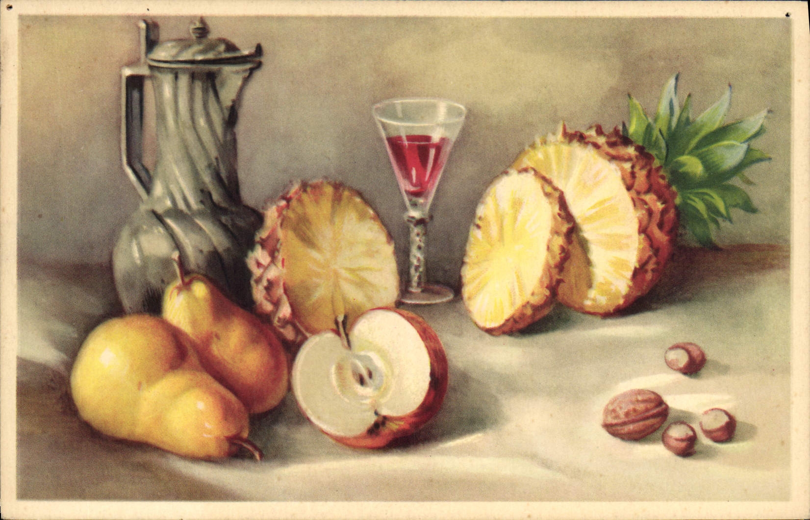 Vintage Postcard Pineapple Pear