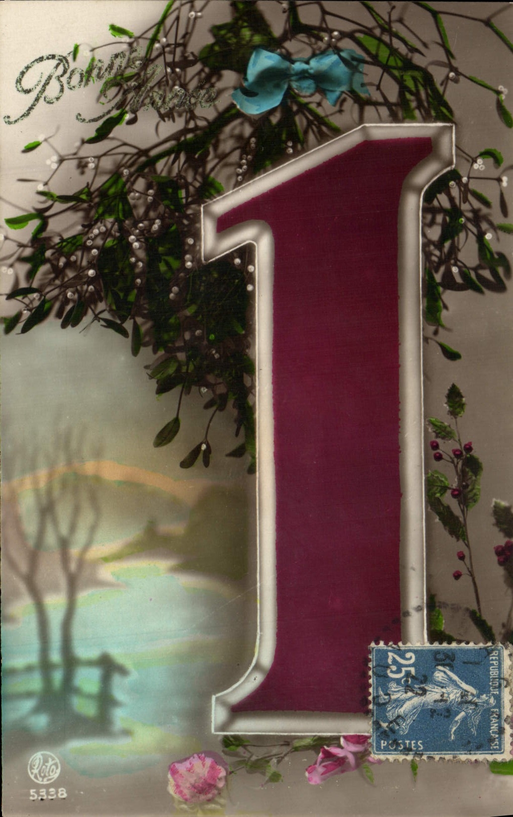 Vintage Postcard Fantaisie Flowers Figures Quantifies 1