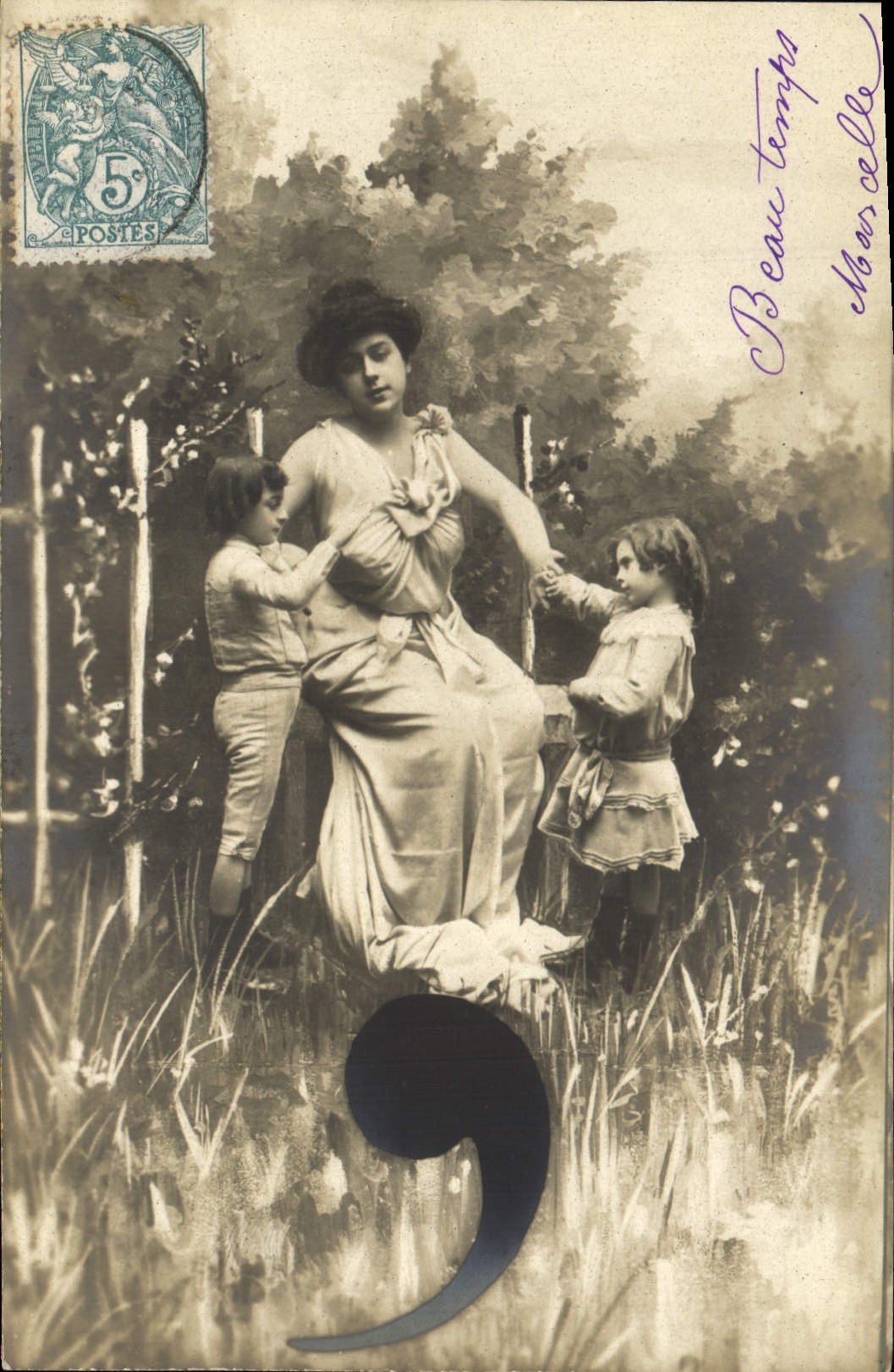 Vintage Postcard Fantasy Woman Comma