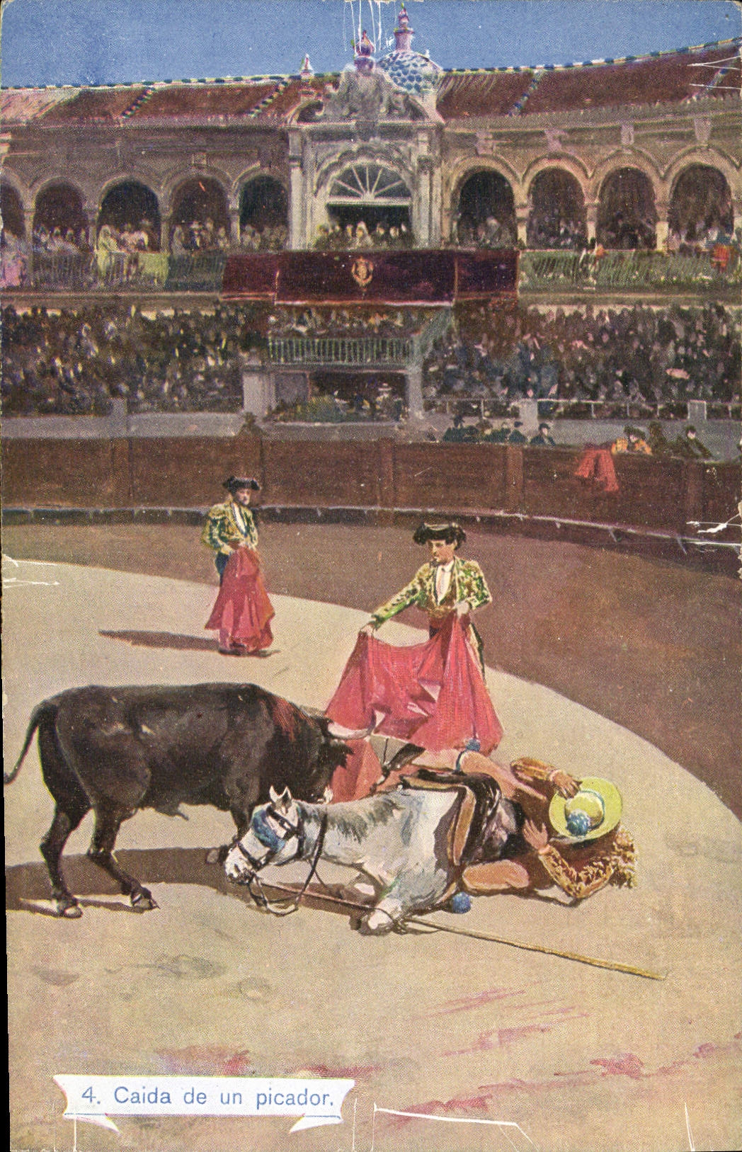 CPA Corrida Course de taureaux Caida de un picador