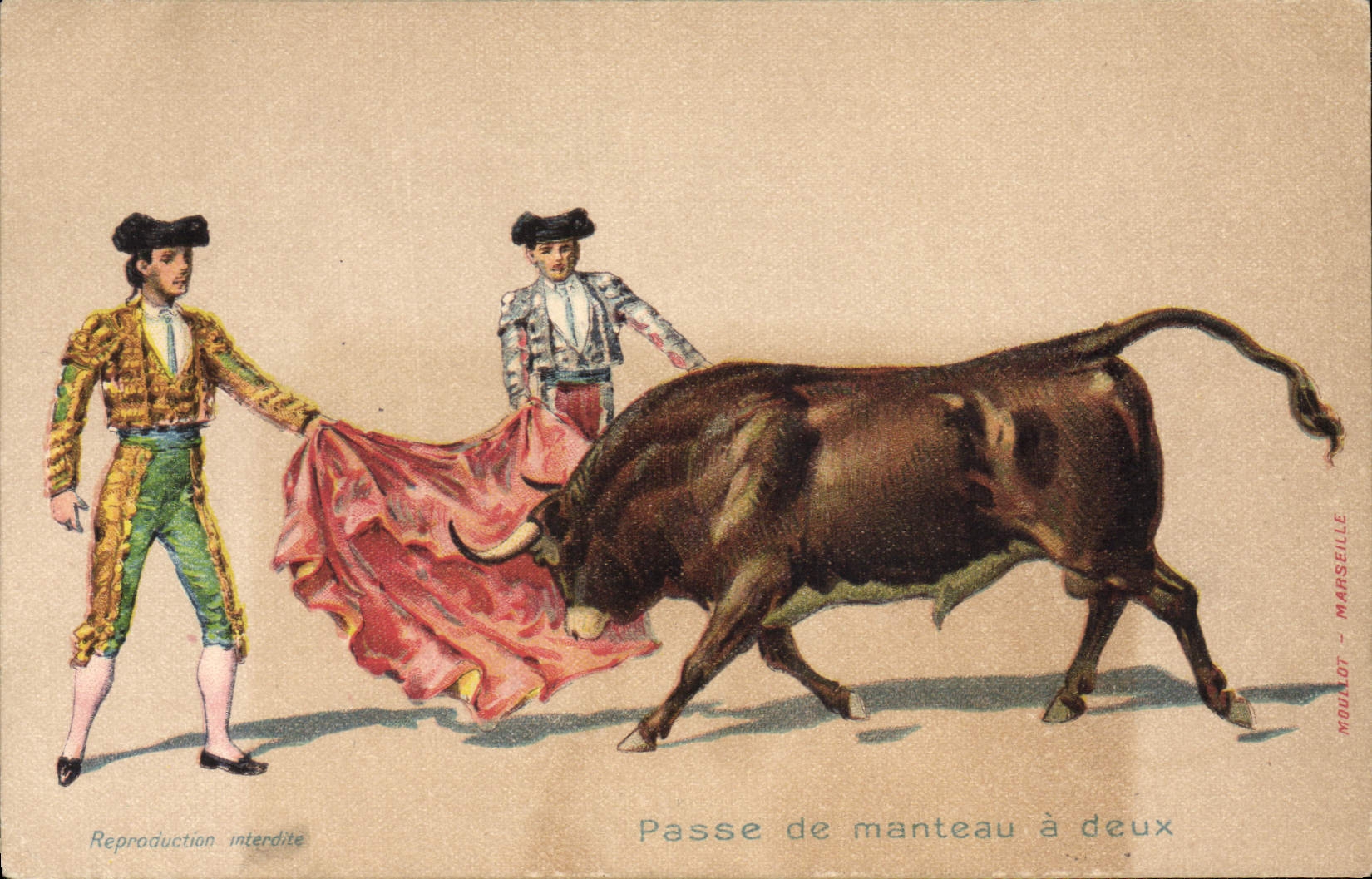 CPA Corrida Course de taureaux Passe de manteau a deux