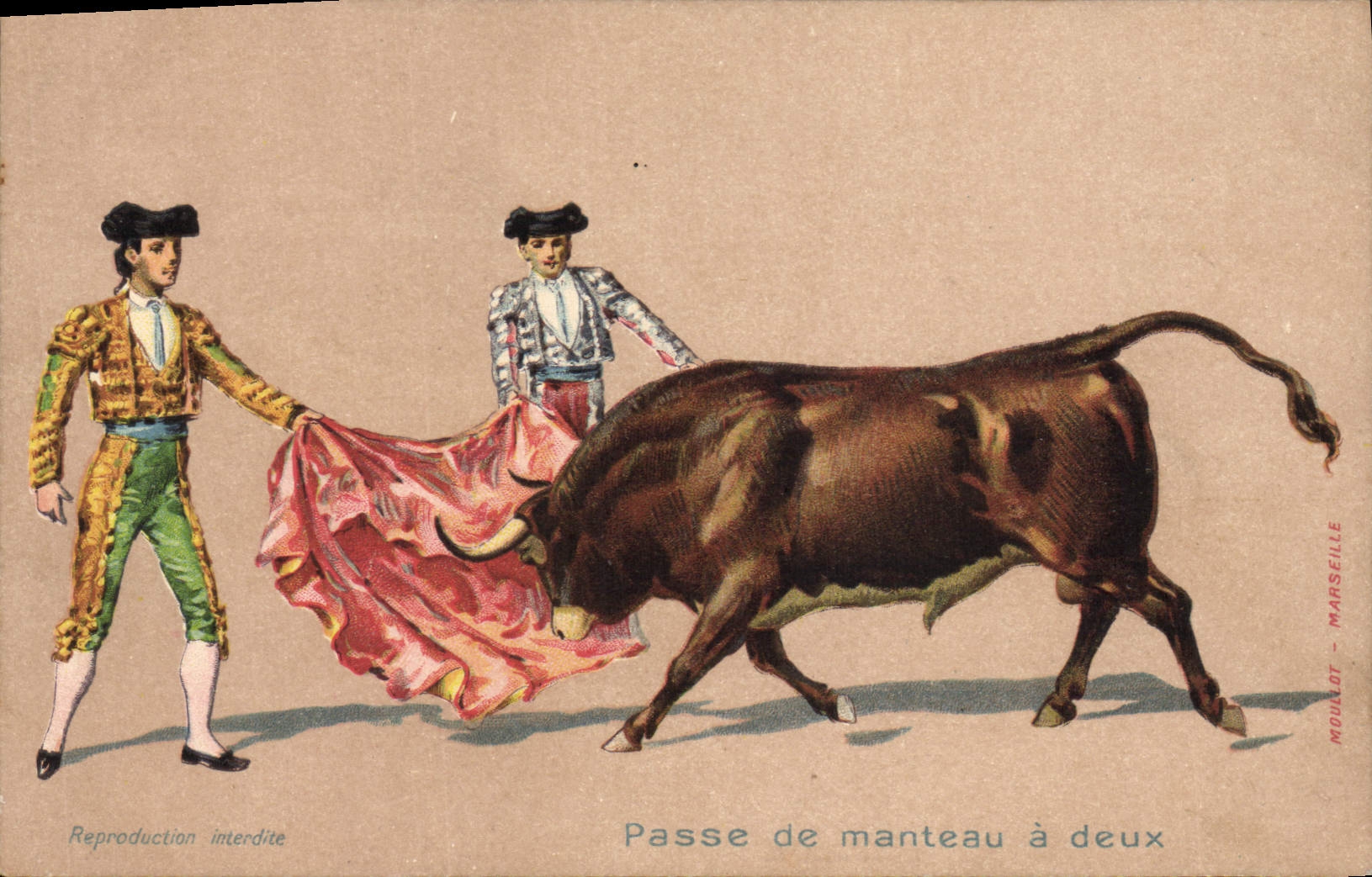 CPA Corrida Course de taureaux Passe de manteau a deux