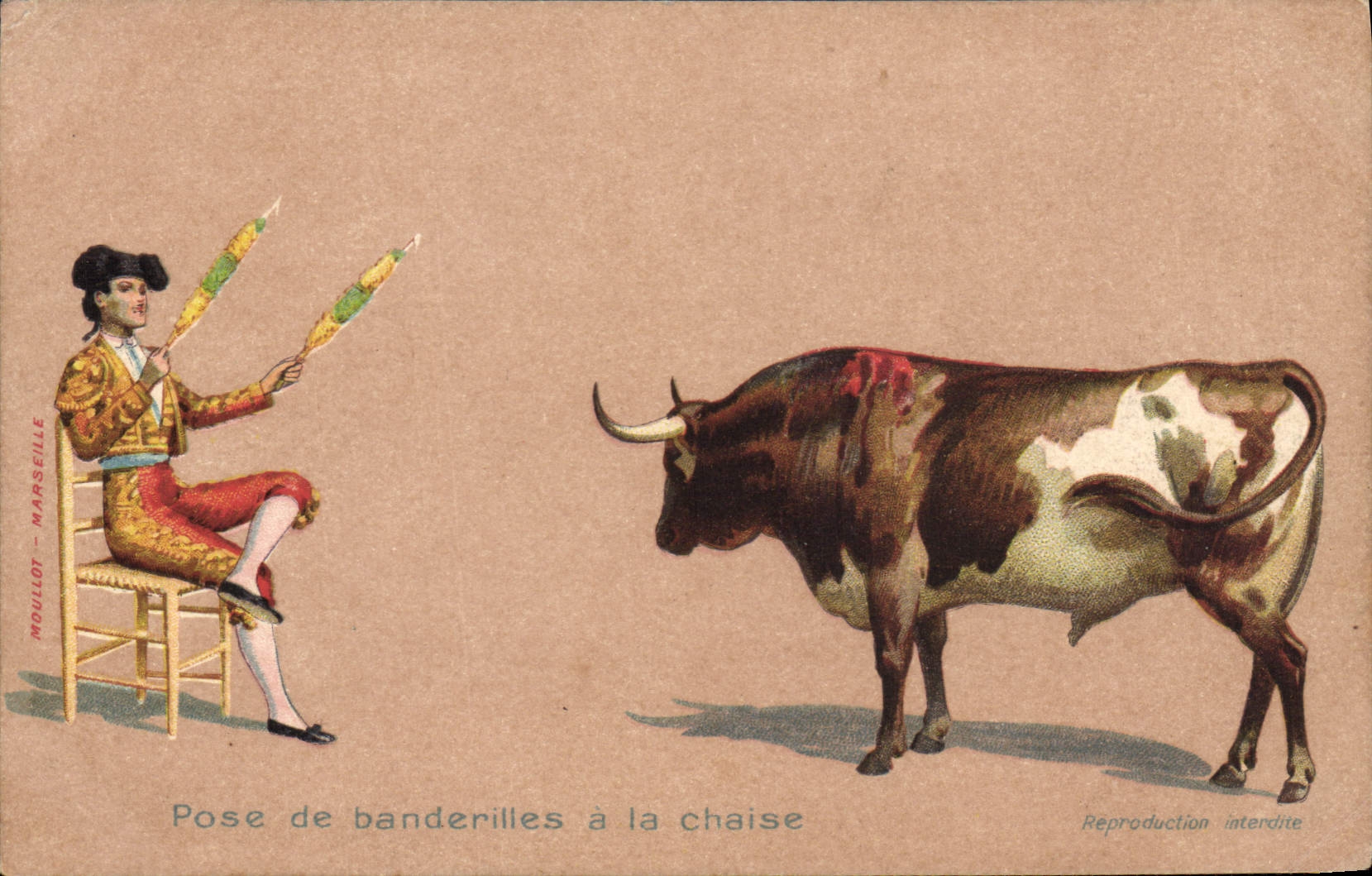 CPA Corrida Course de taureaux Pose de banderilles a la chaise