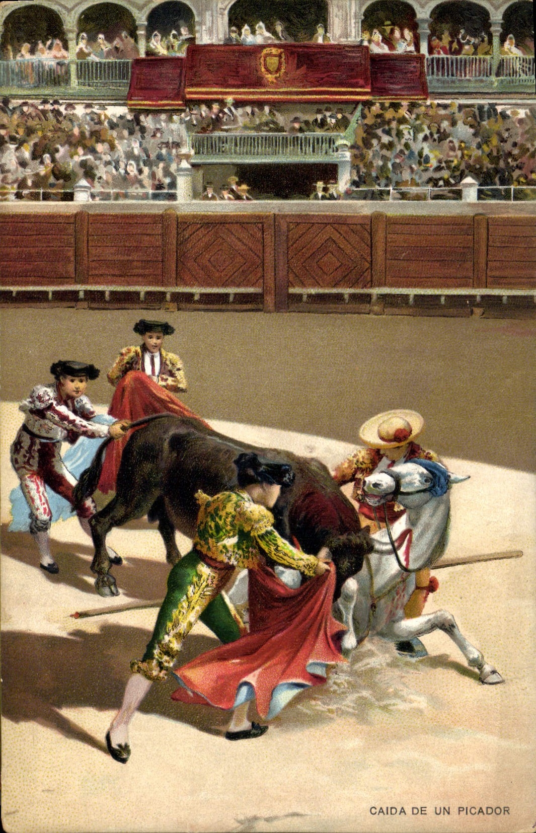 CPA Corrida Course de taureaux Caida de un picador