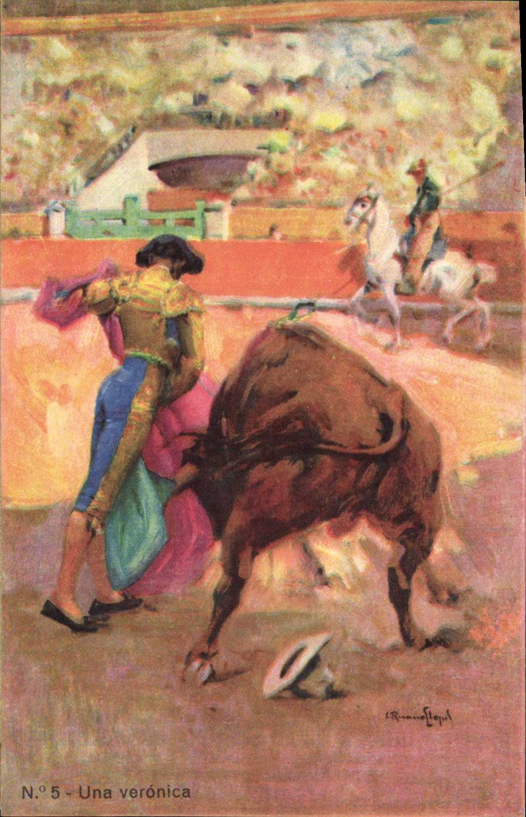 CPA Corrida Course de taureaux Una veronica