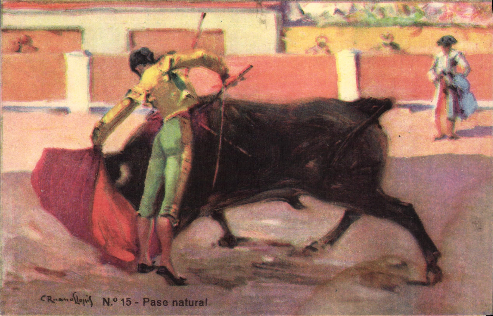 CPA Corrida Course de taureaux Pase natural