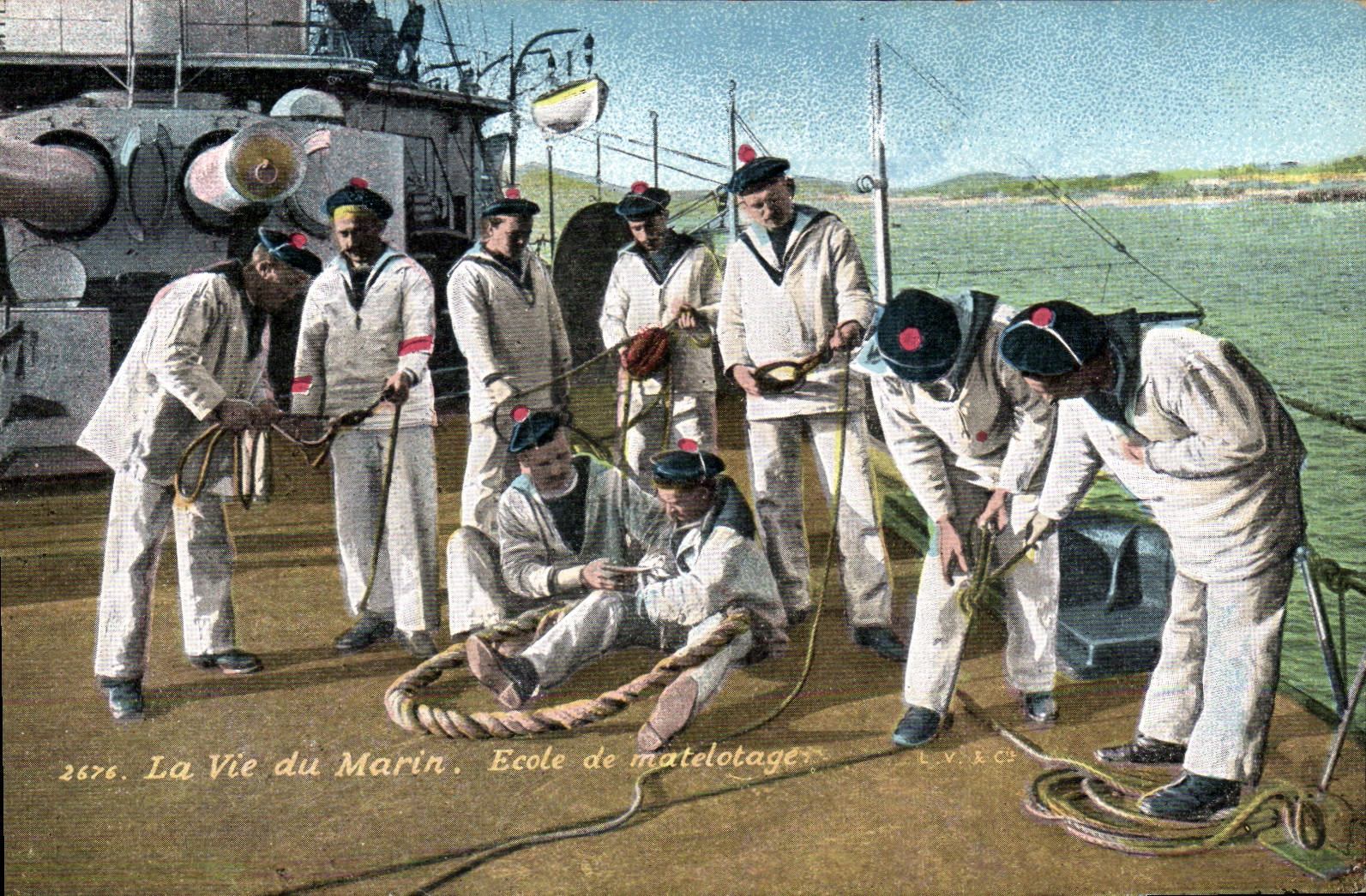 Postal Militaria Marineros la vida del marinero Escuela de matelotage