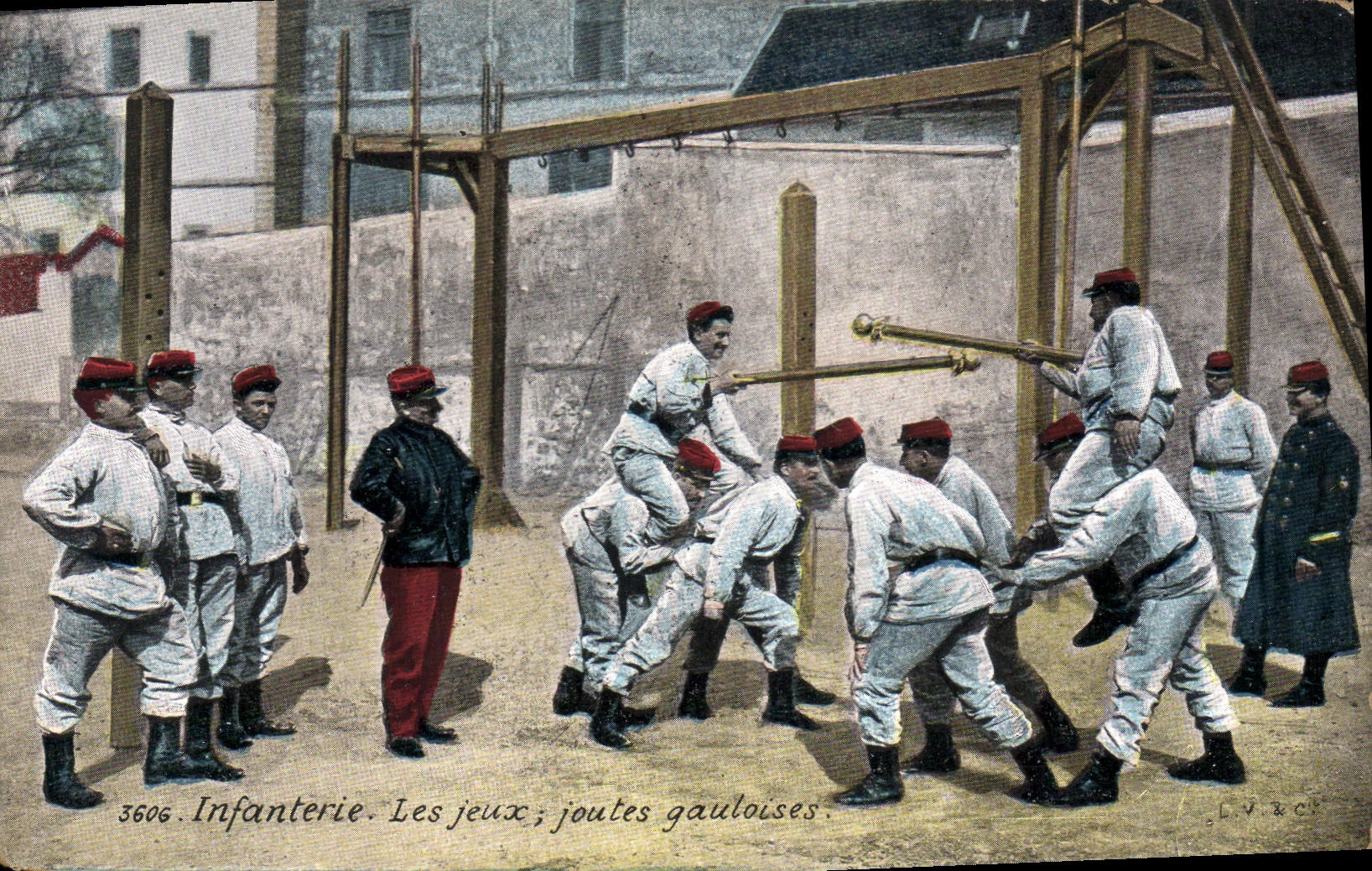 CPA Militaria Infanterie Les jeux Joutes gauloises