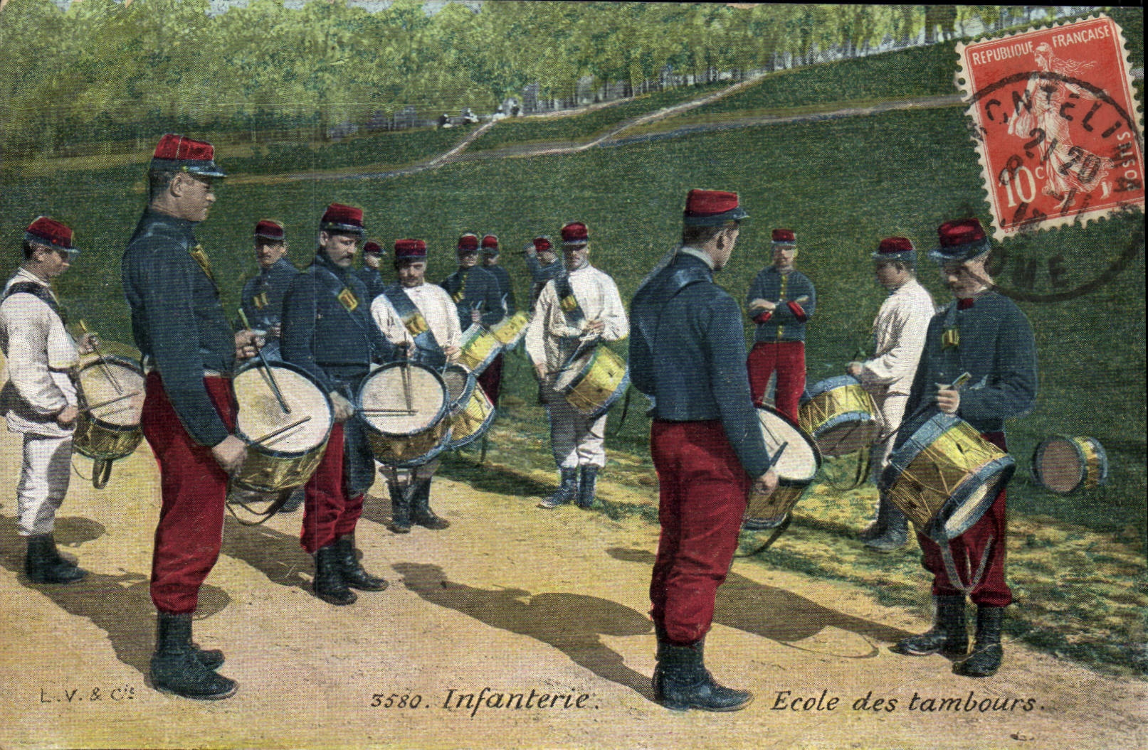 Vintage Postcard Militaria School of the drums