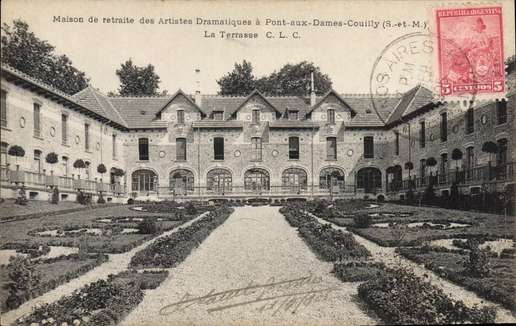 Vintage Postcard Cinema Old people's home of the stage actors has Pont with the Couilly Ladies the terrace