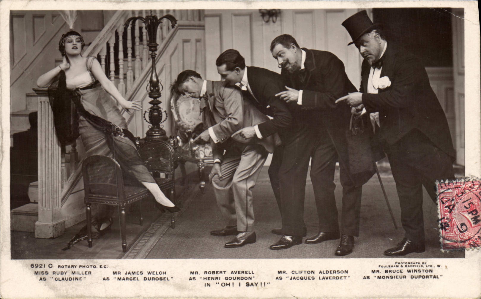 Vintage Postcard Cinema Miss Ruby Miller James Welch Robert Averell Clifton Alderson