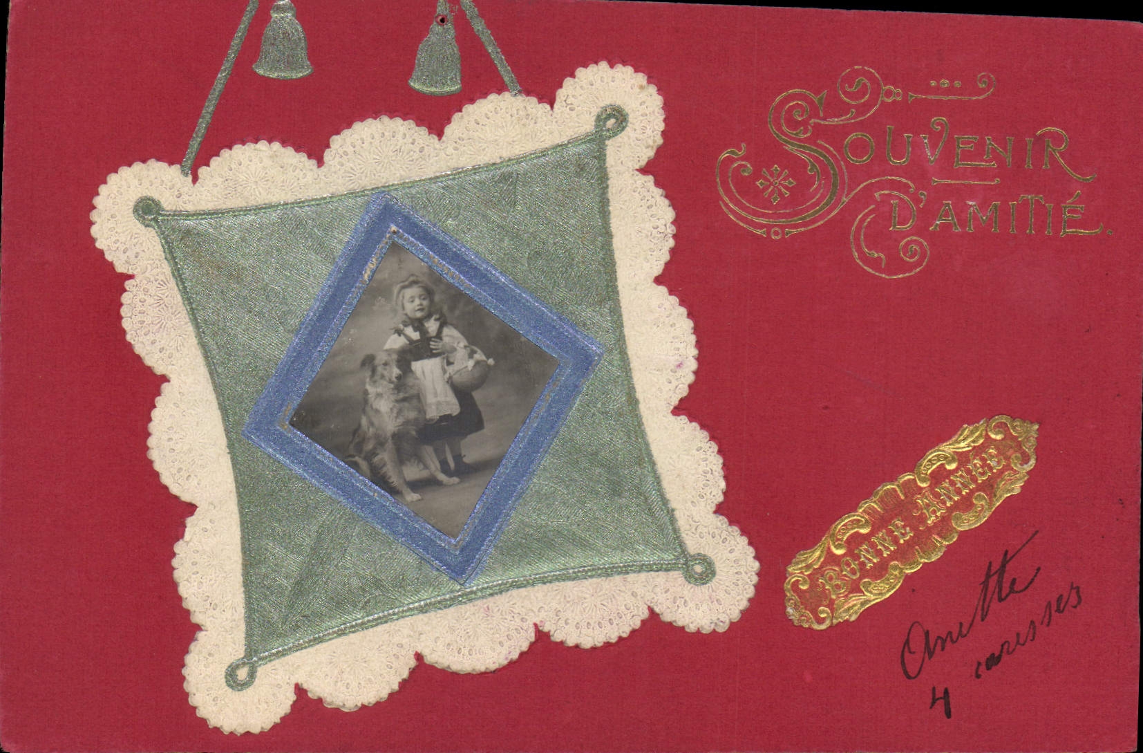 CPA Fantaisie Enfant Chien 