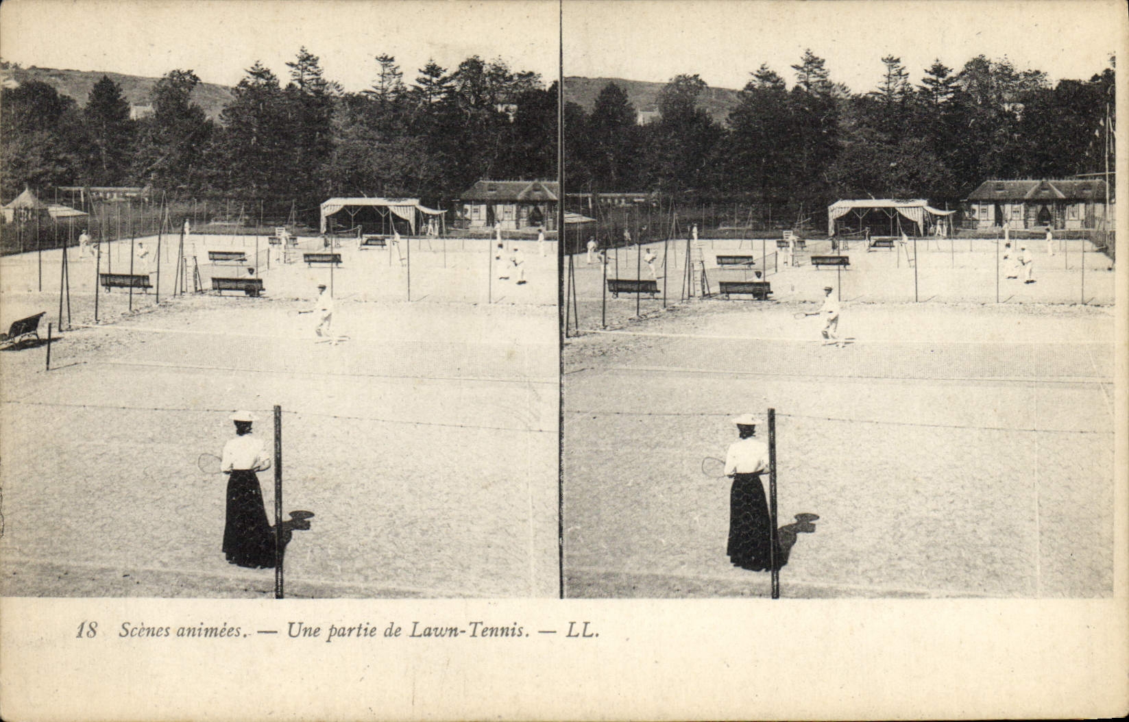 CPA Scenes animees Une partie de lawn Tennis