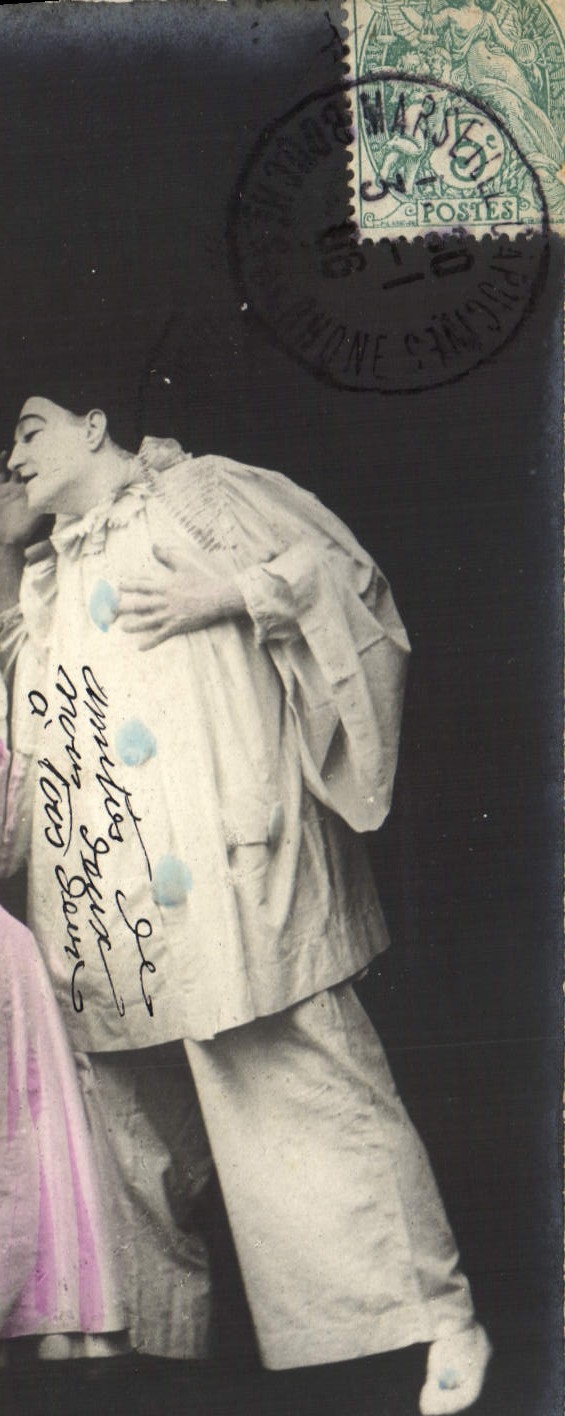 Postal Fantasia Pierrot Colombine sigue siendo indiferente