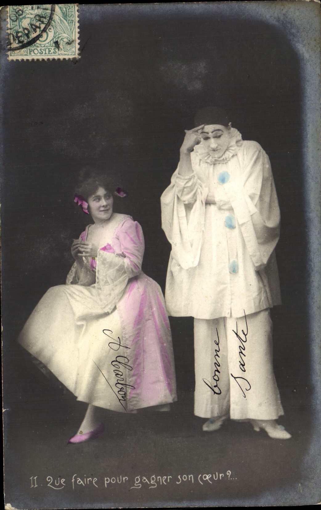 Postal Fantasia Pierrot Que hacer para ganar su corazón