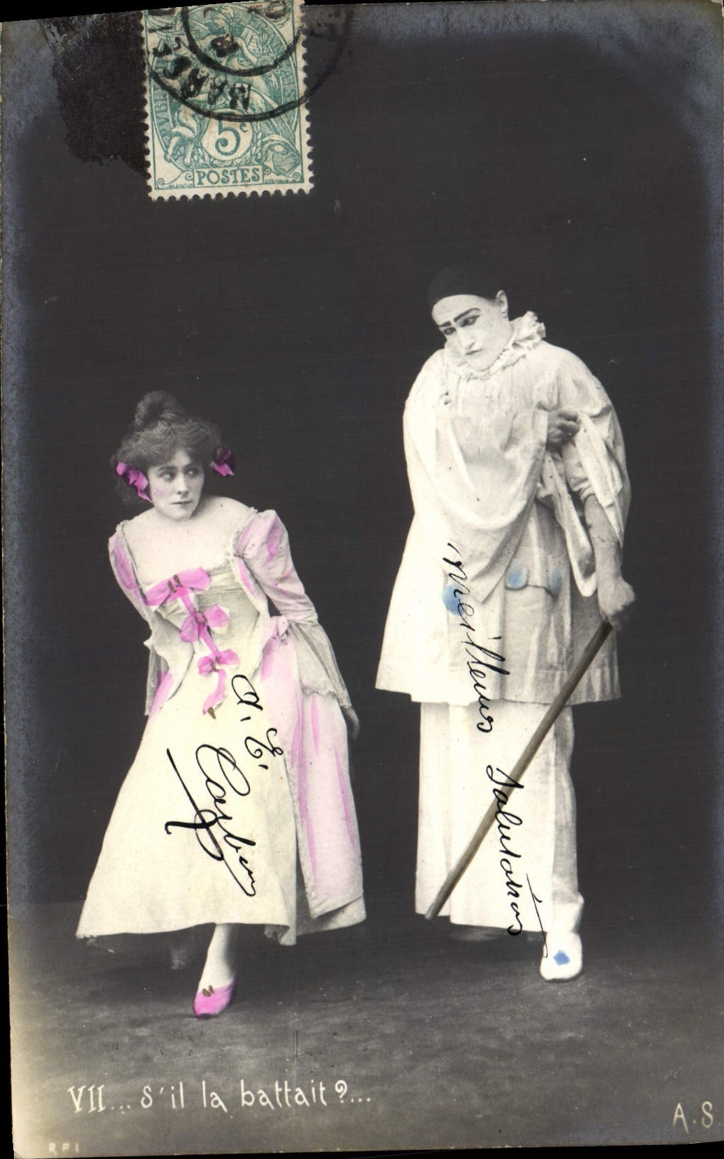 Postal Fantasia Pierrot si la pegara?