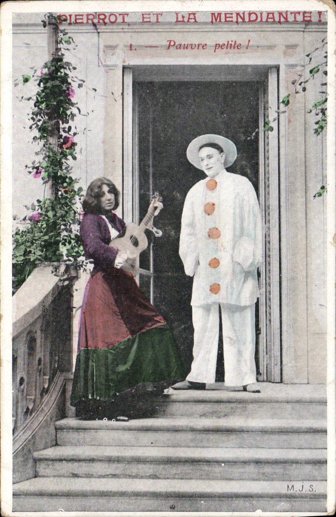 CPA Fantaisie Pierrot et la mendiante Pauvre petite !