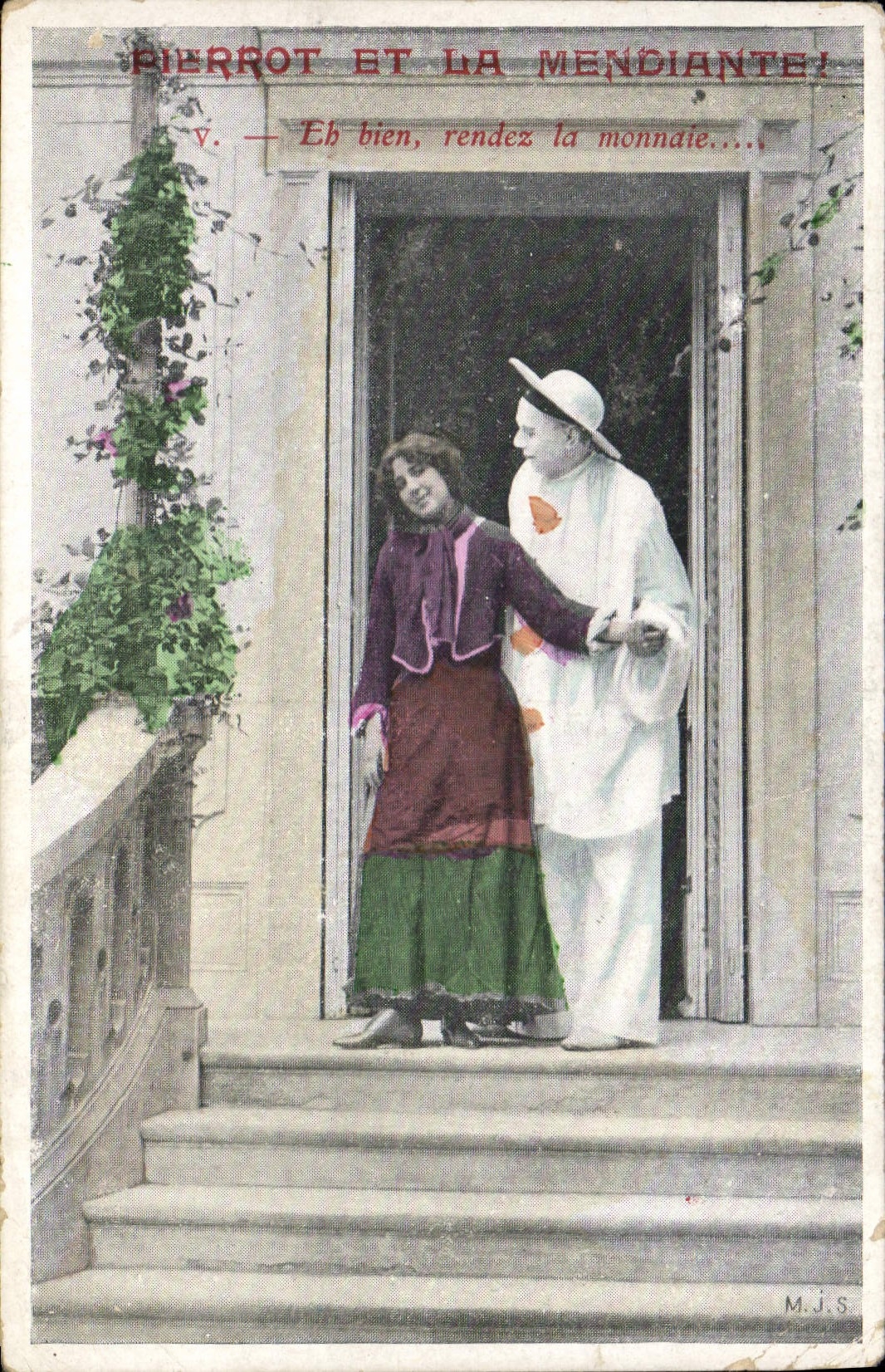 CPA Fantaisie Pierrot et la mendiante et bien rendez la monnaie 