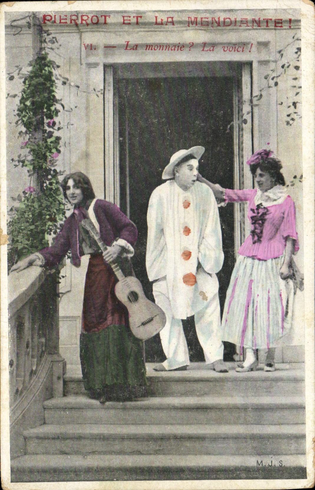 CPA Fantaisie Pierrot et la mendiante La monnaie ? 