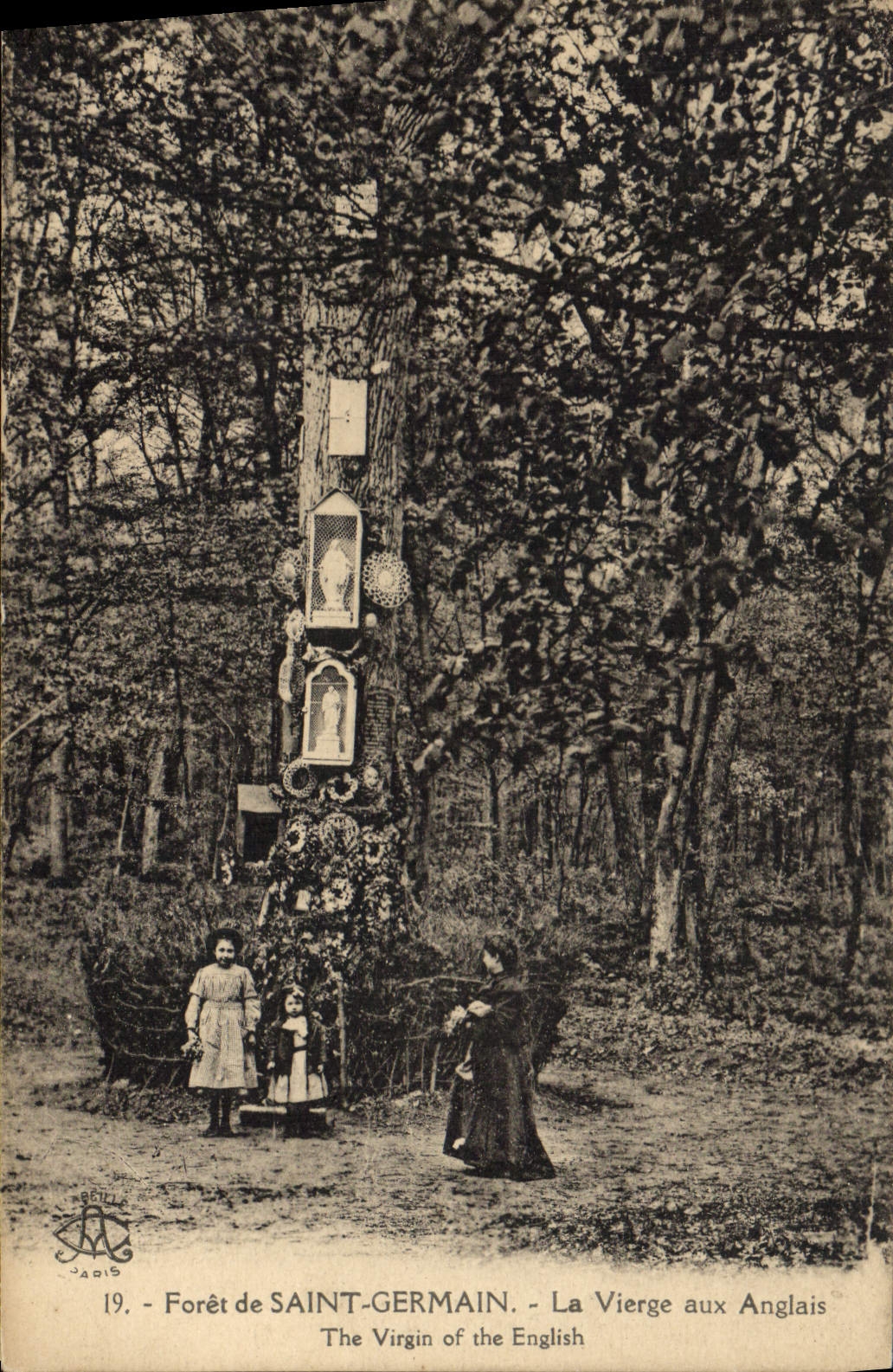 Vintage Postcard Tree Drill of German Saint the Virgin with the English
