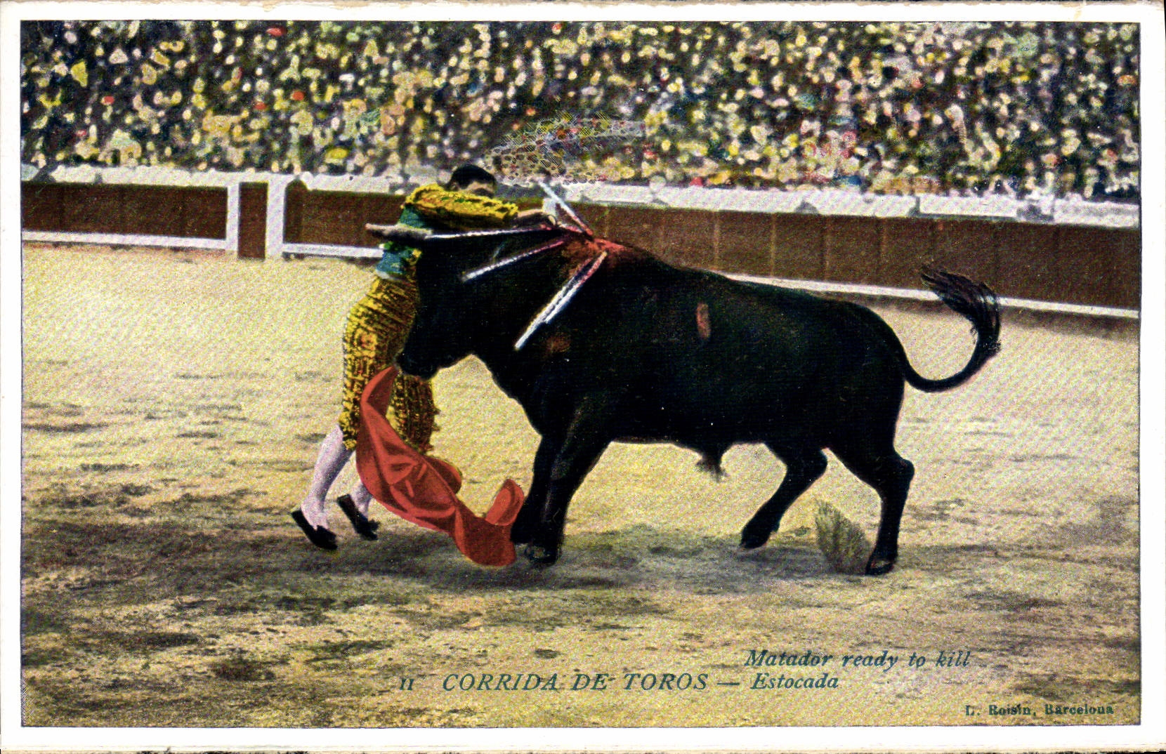 Vintage Postcard Bullfight Bullfight Bullfight of Toros Estocada