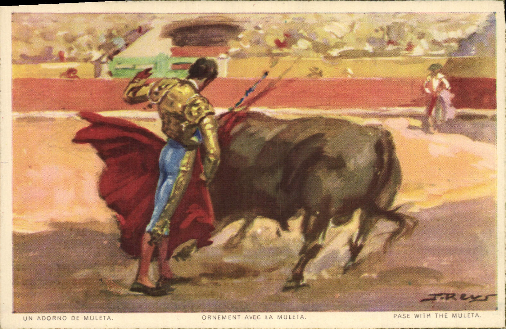 Postal Corrida Corrida de toros adornó vec el muelta