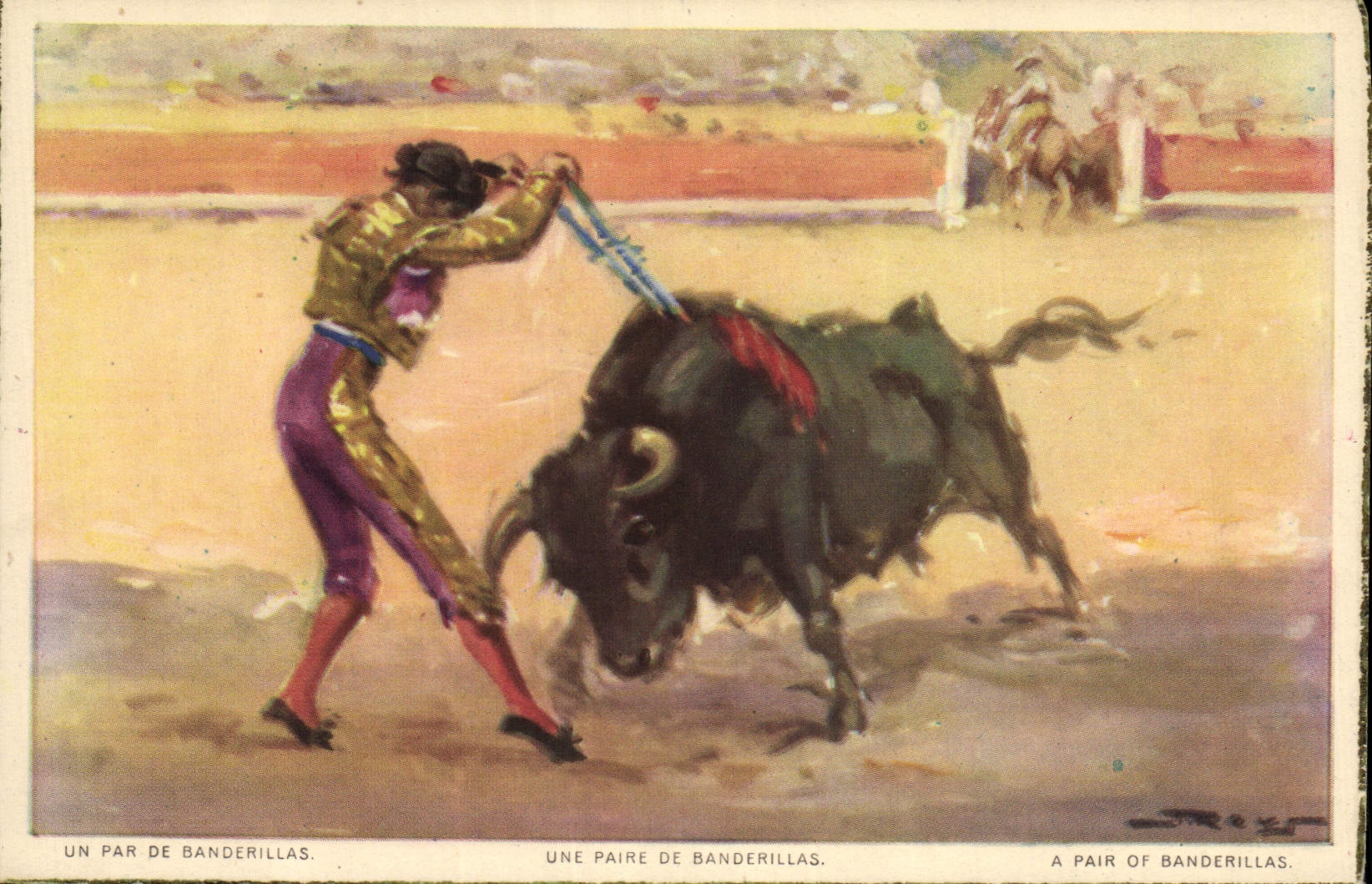 Vintage Postcard Bullfight Bullfight A pair of banderillas