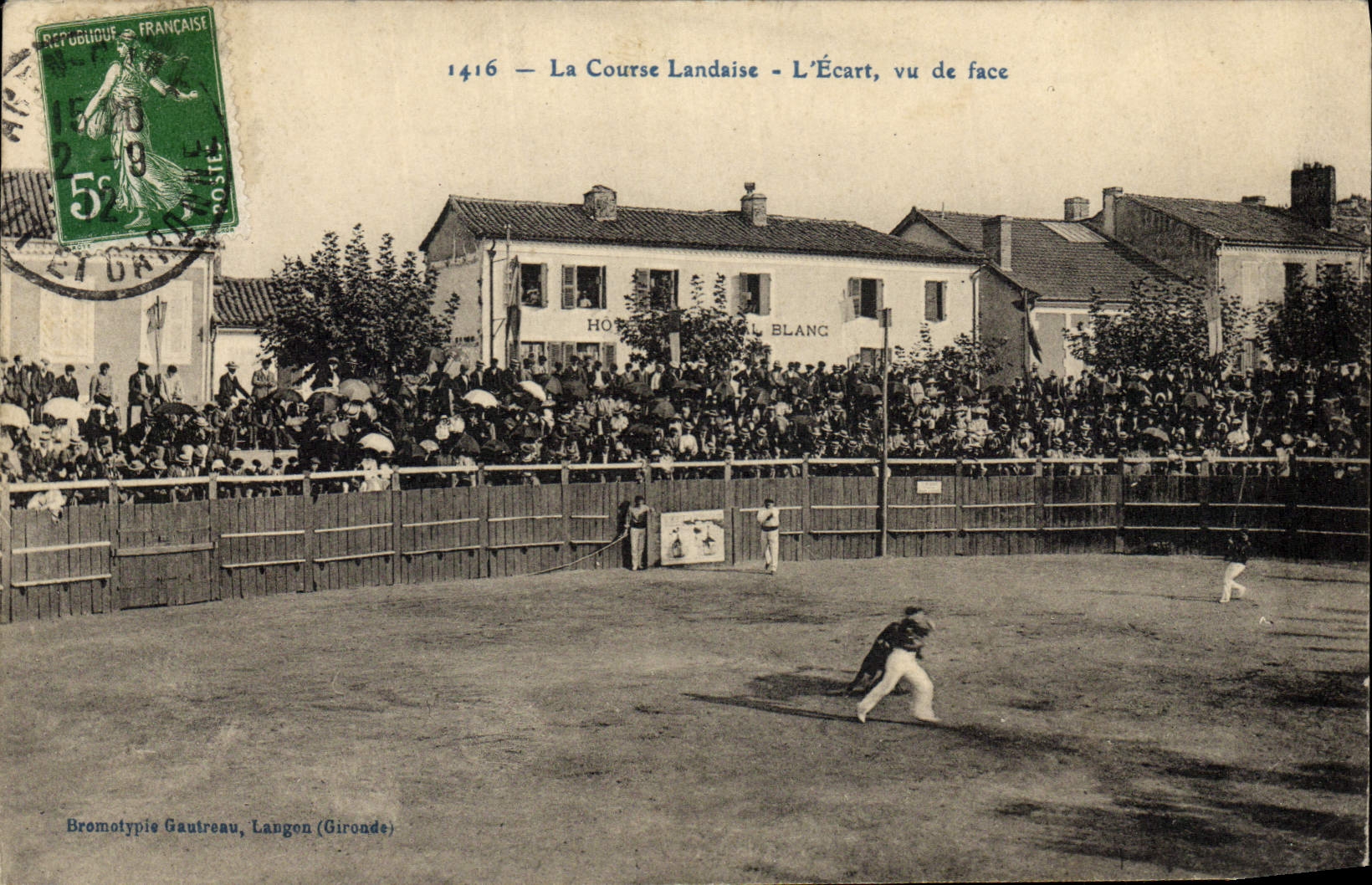 Vintage Postcard Bullfight Bullfight the race from the Landes the variation Seen of face SIGNAL