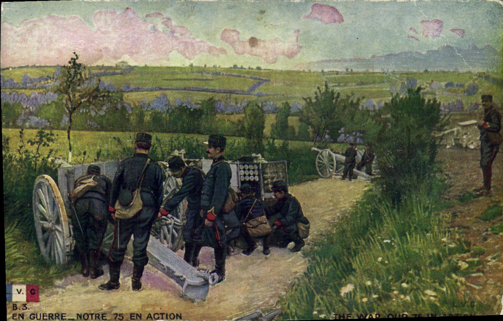 CPA Militaria Notre 75 en action Canon 