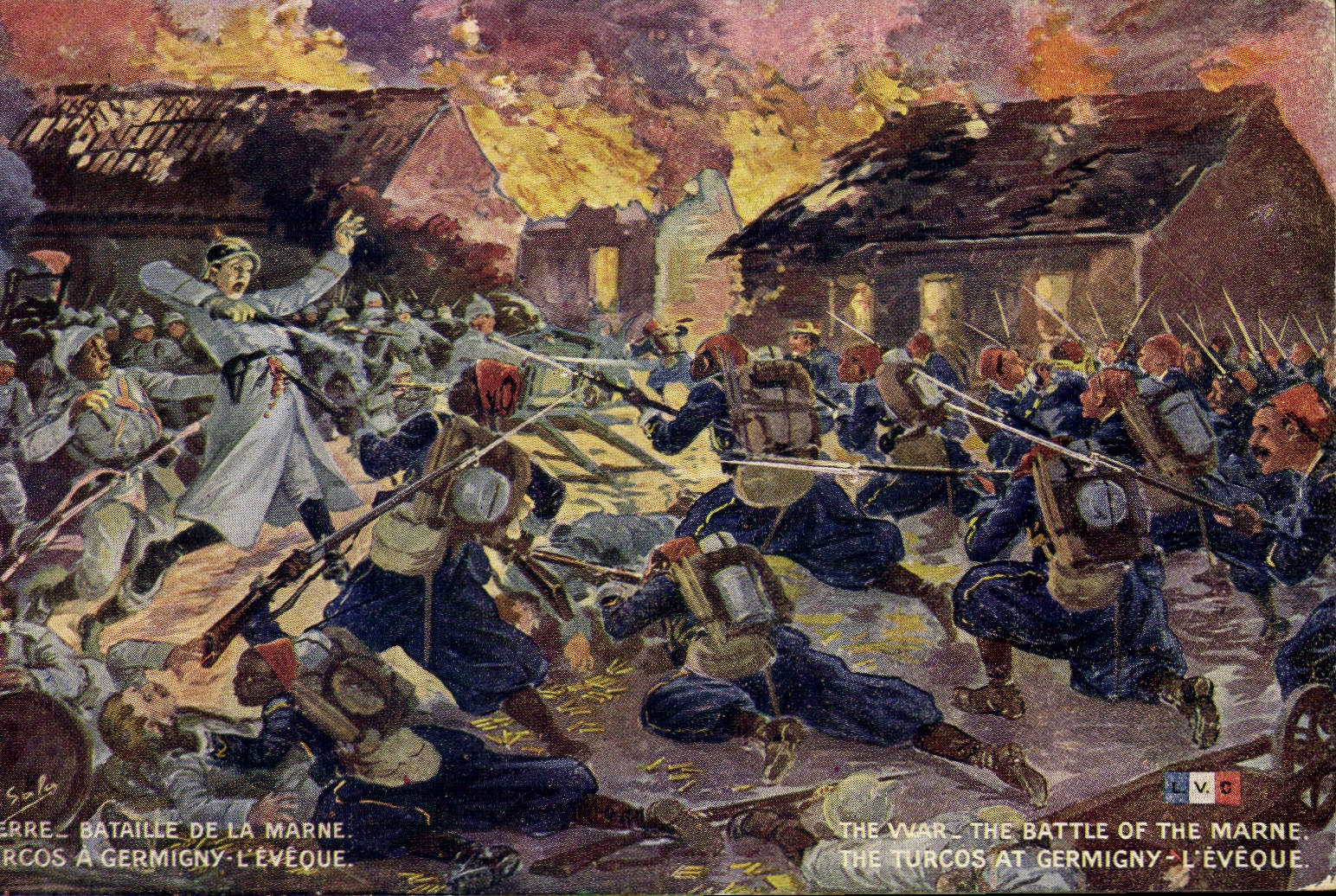 CPA Militaria Bataille de la Marne Les Turcos a Germigny l'Eveque