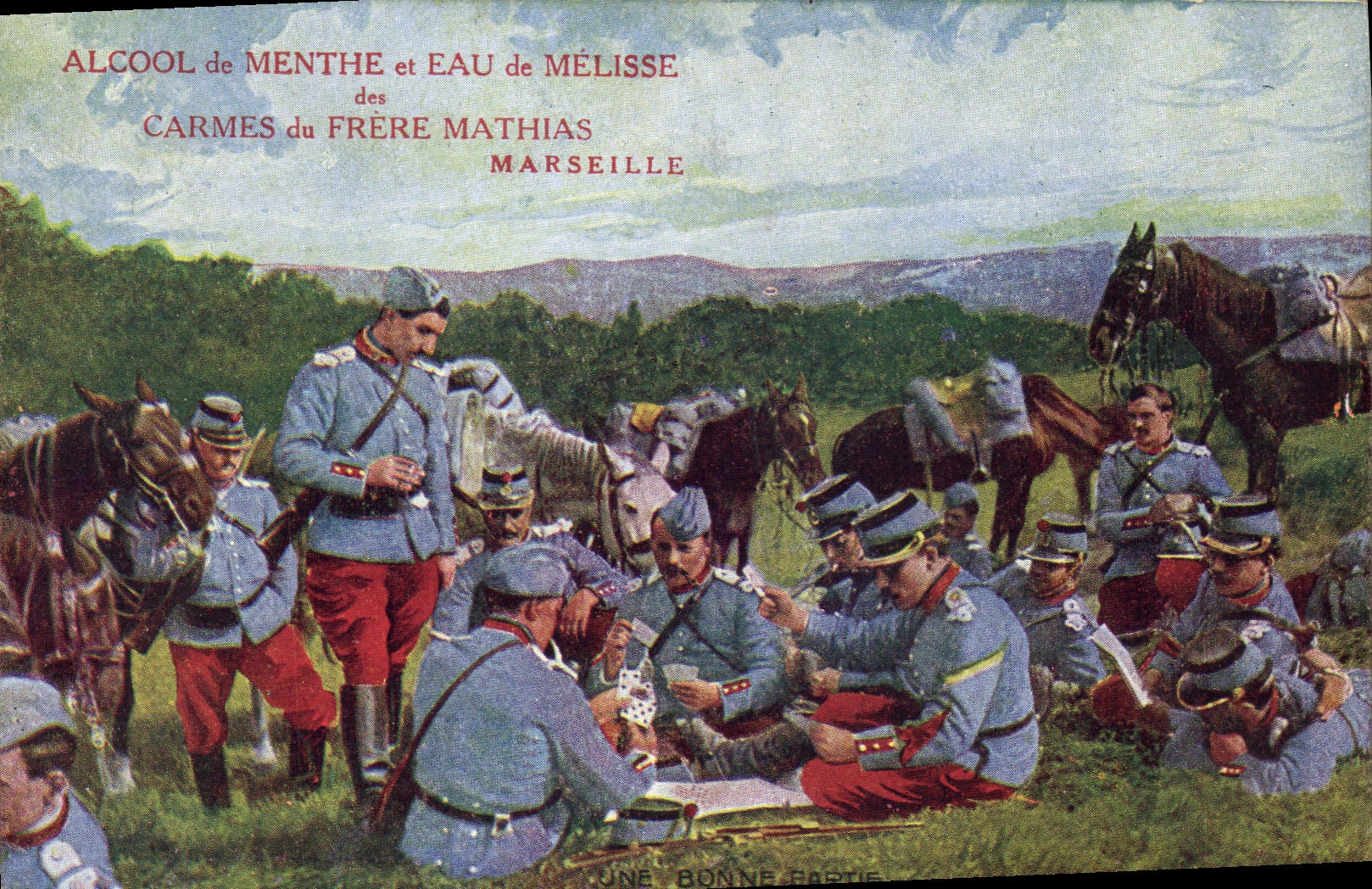 CPA Militaria Une bonne partie de cartes Frere Mathias Marseille