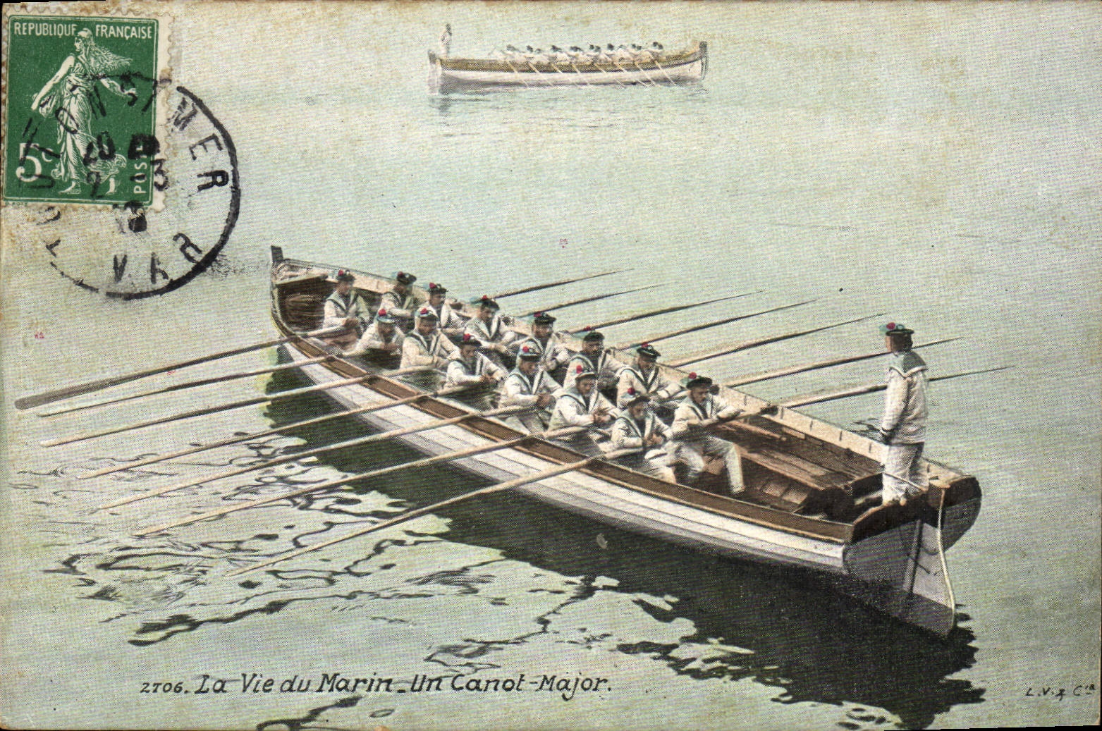 CPA Militaria La vie du marin Un canot major
