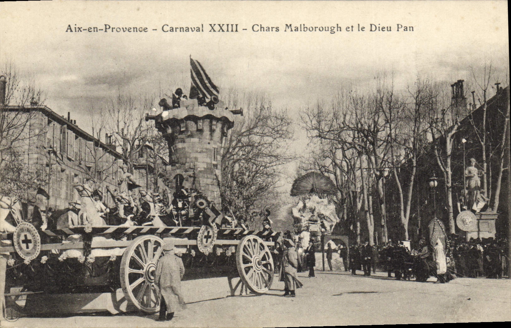 Vintage Postcard Carnival XXIII Aix in Provence Tanks Malbourough and God Side