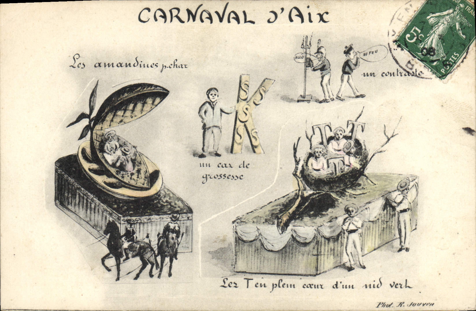 Vintage Postcard Carnival of Aix Aix in Provence